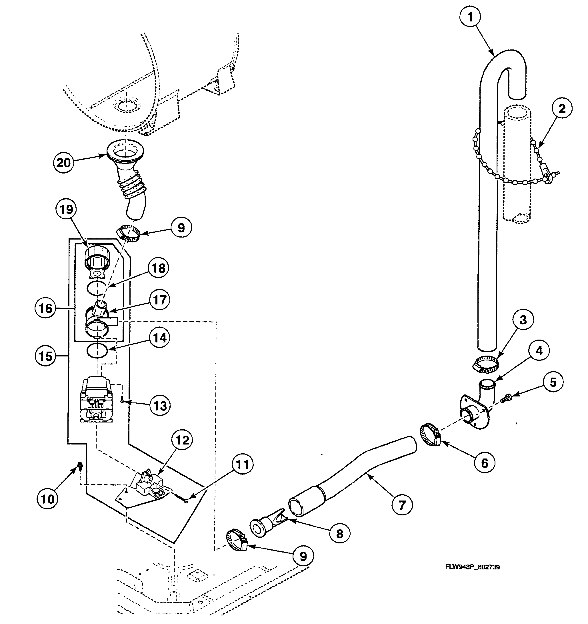 Speed Queen SWFT71NN pump assy diagram
