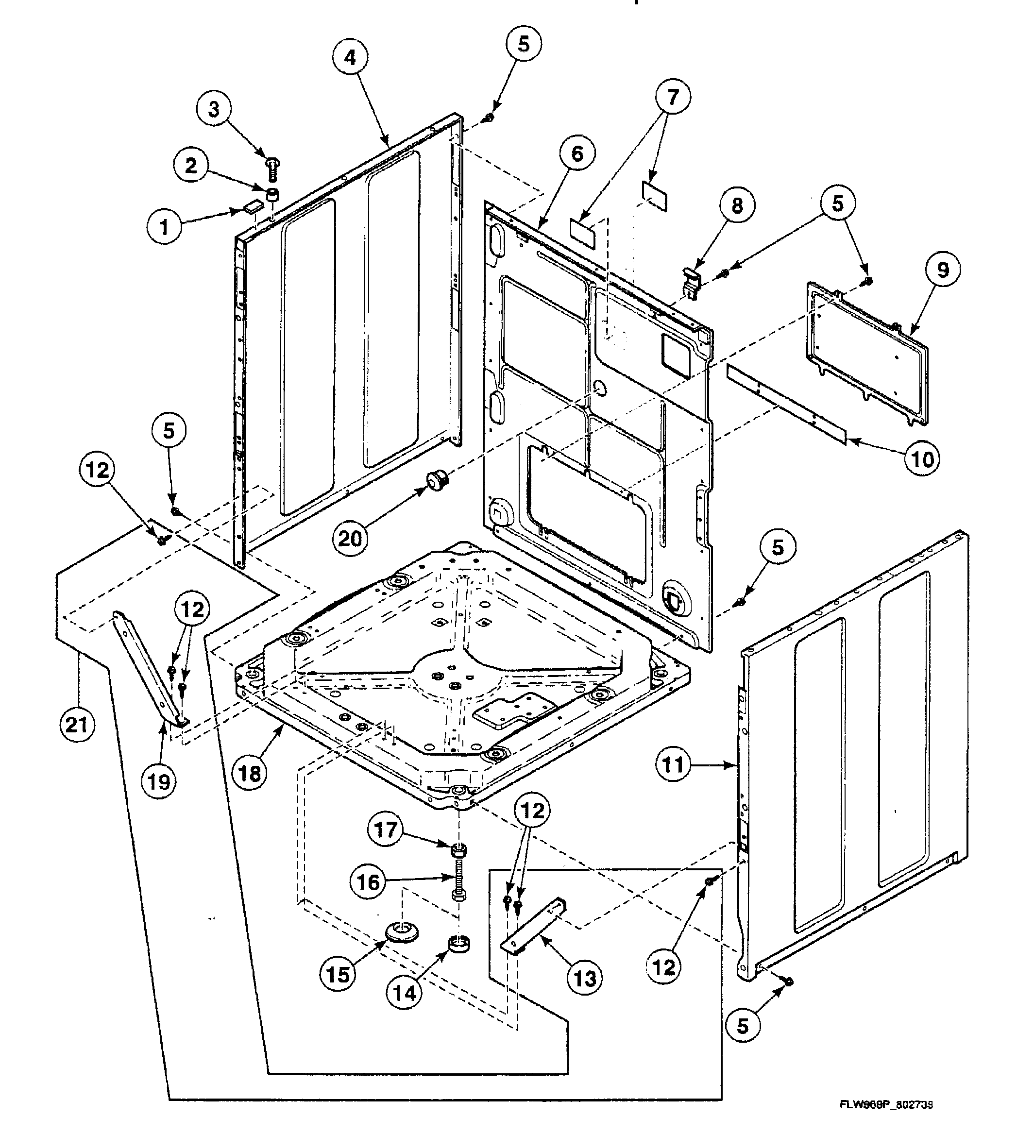 Speed Queen SWFT71NN cabinet assy diagram