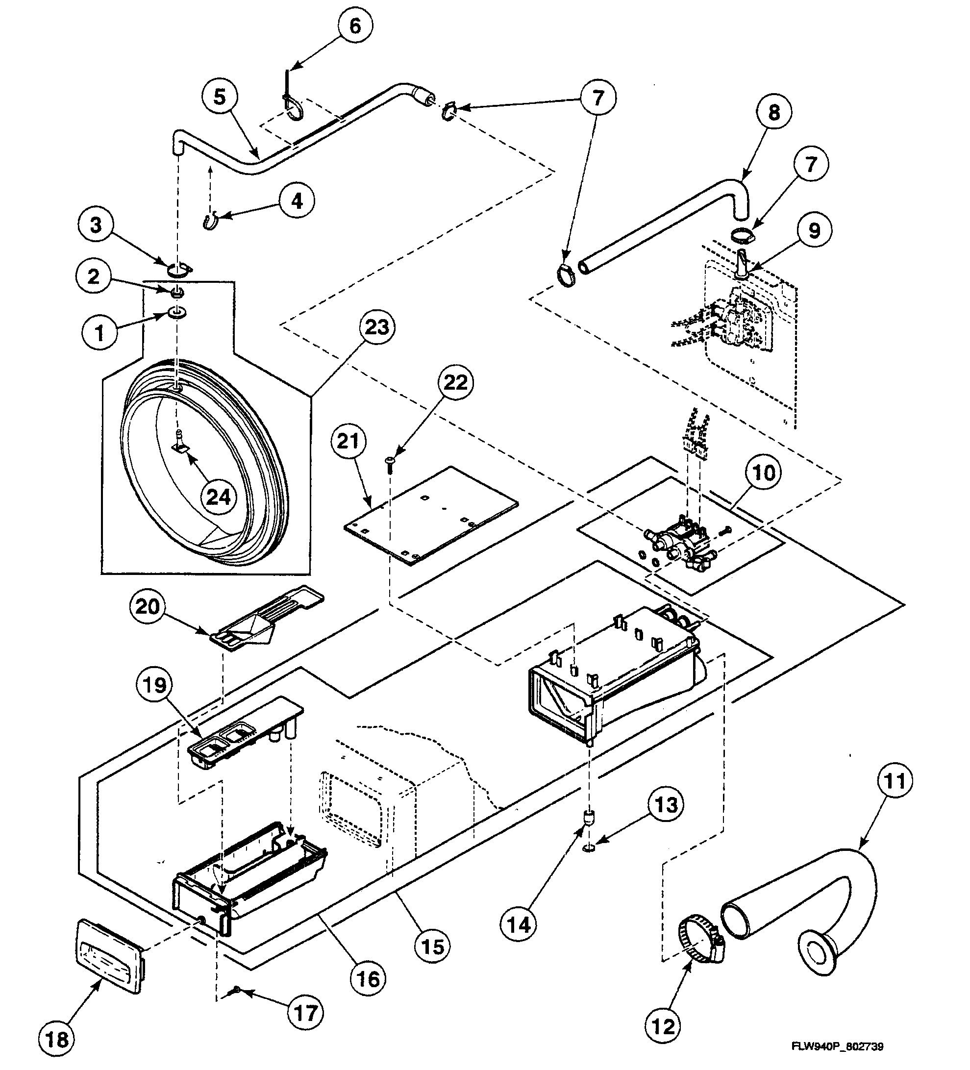 Speed Queen SWFX74QN4000 dispenser assy diagram