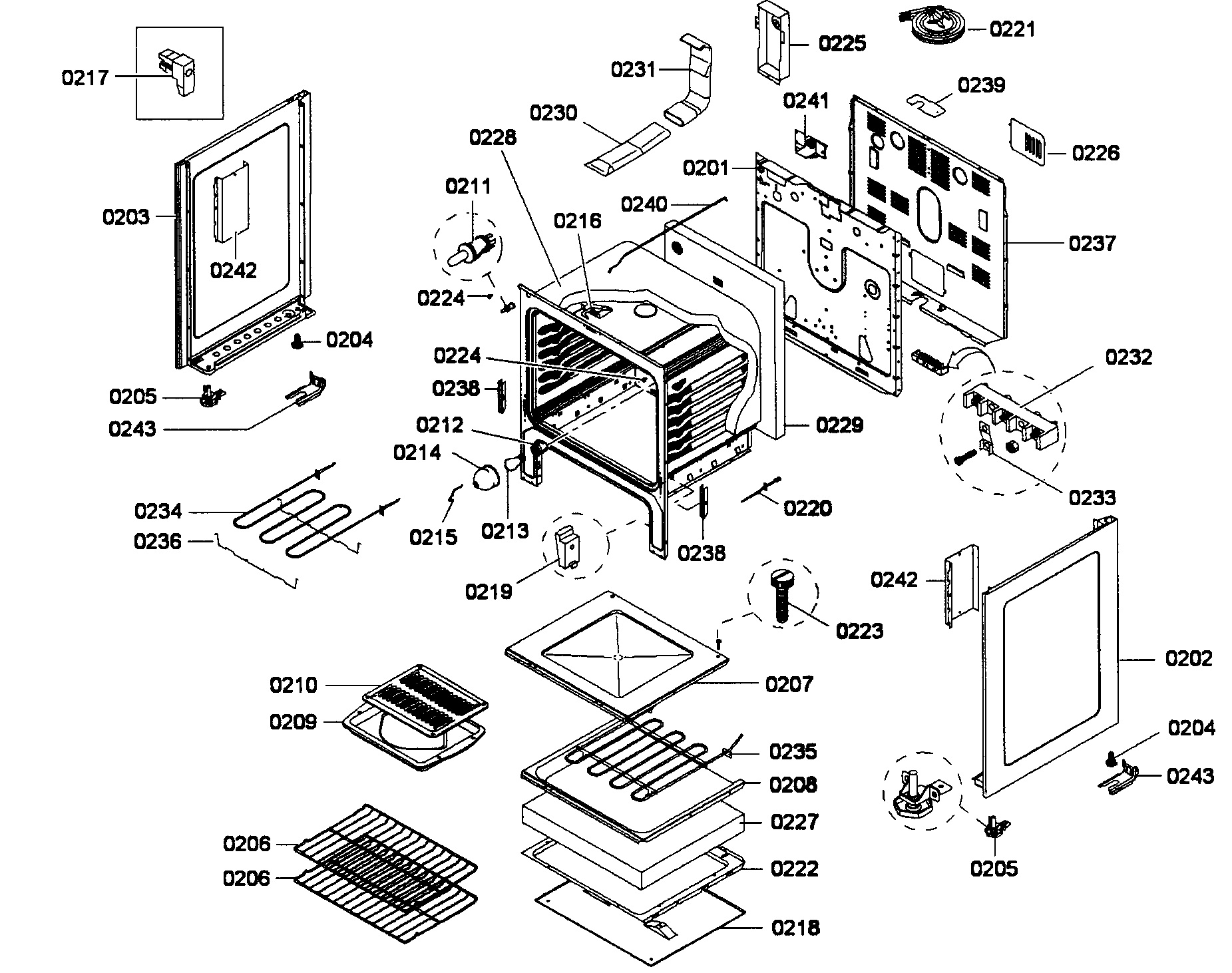 Bosch HES3063U/01 cabinet assy diagram