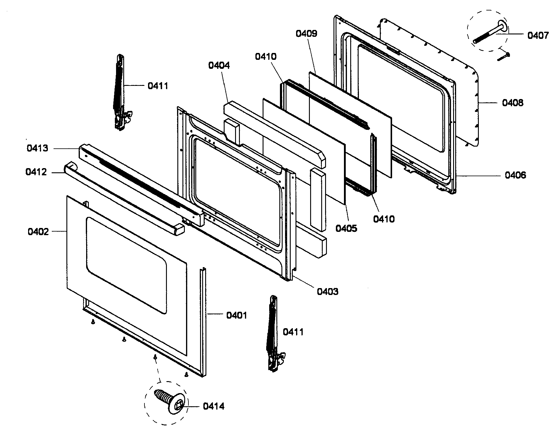 Bosch HES3063U/01 door assy diagram