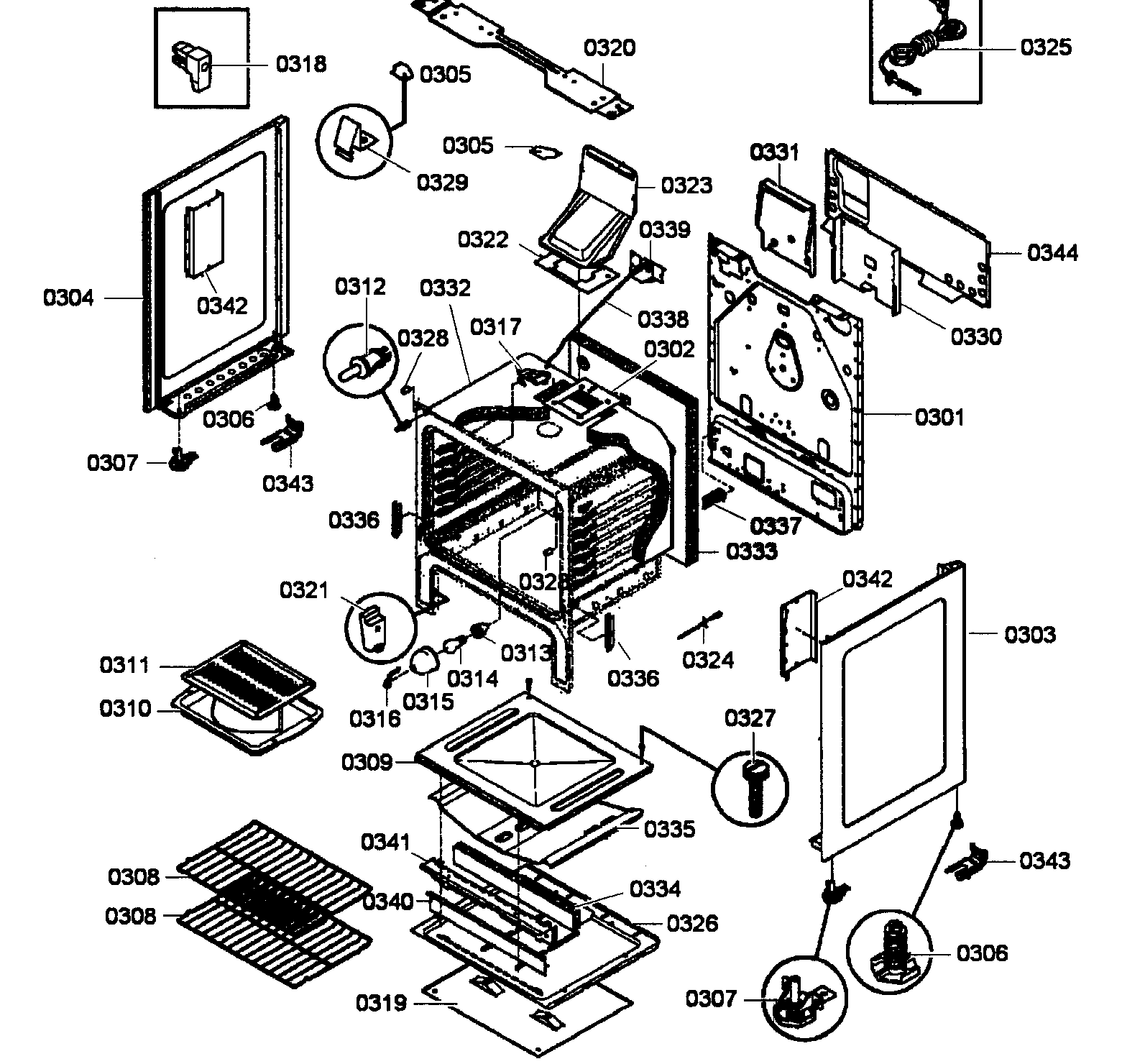 Bosch HGS3023UC/01 cabinet assy diagram