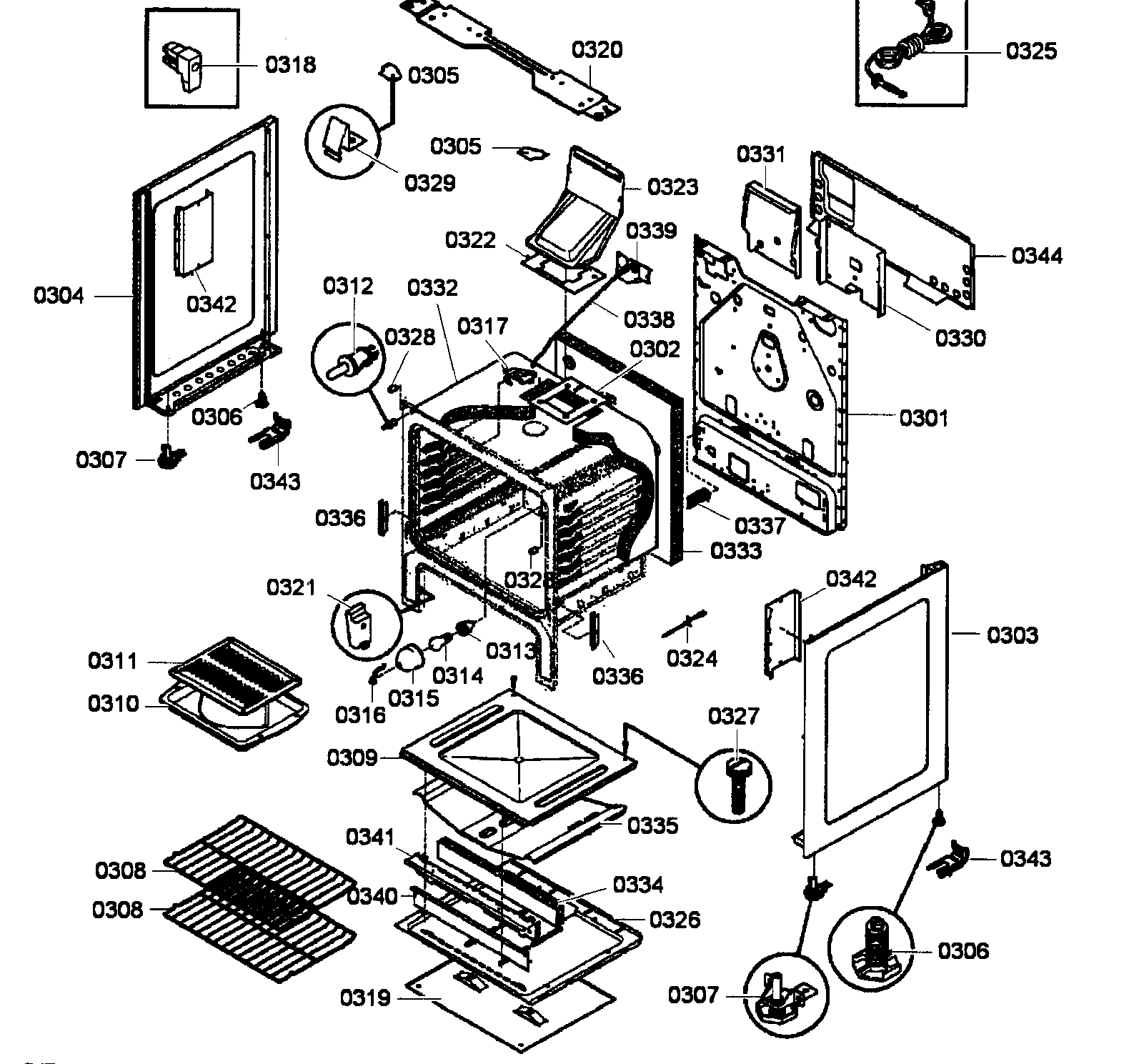 Bosch HGS3063UC/01 cabinet assy diagram
