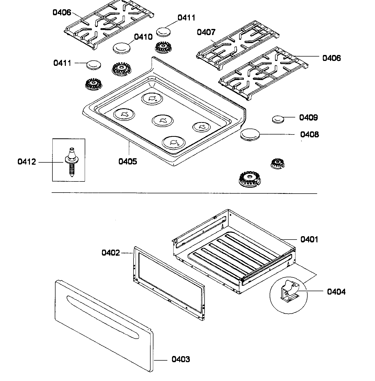 Bosch HGS3063UC/01 top/drawer diagram