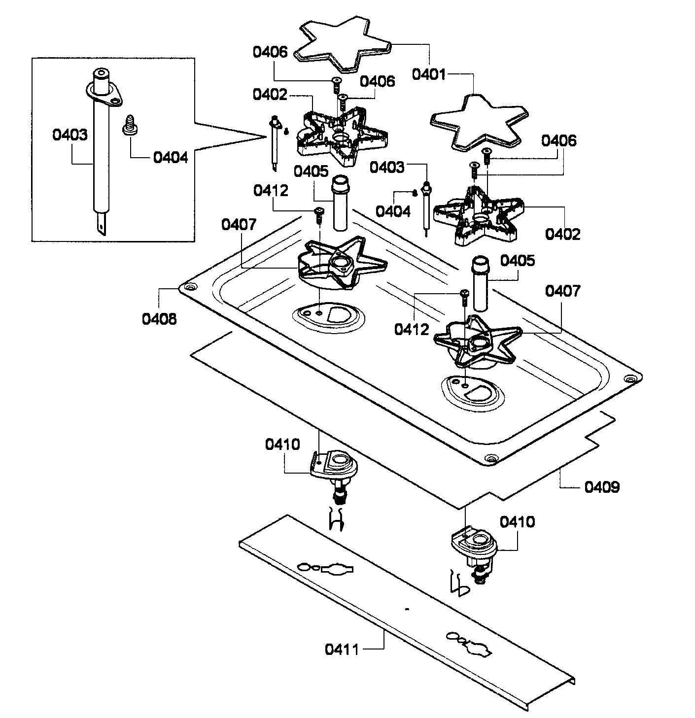 Thermador PCG486GD/02 burner right diagram