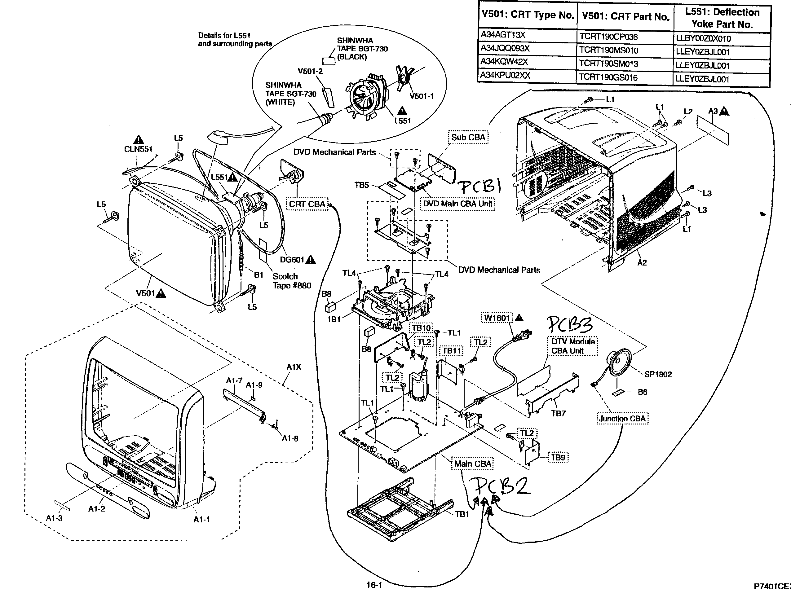 Magnavox CD130MW8 cabinet assy diagram