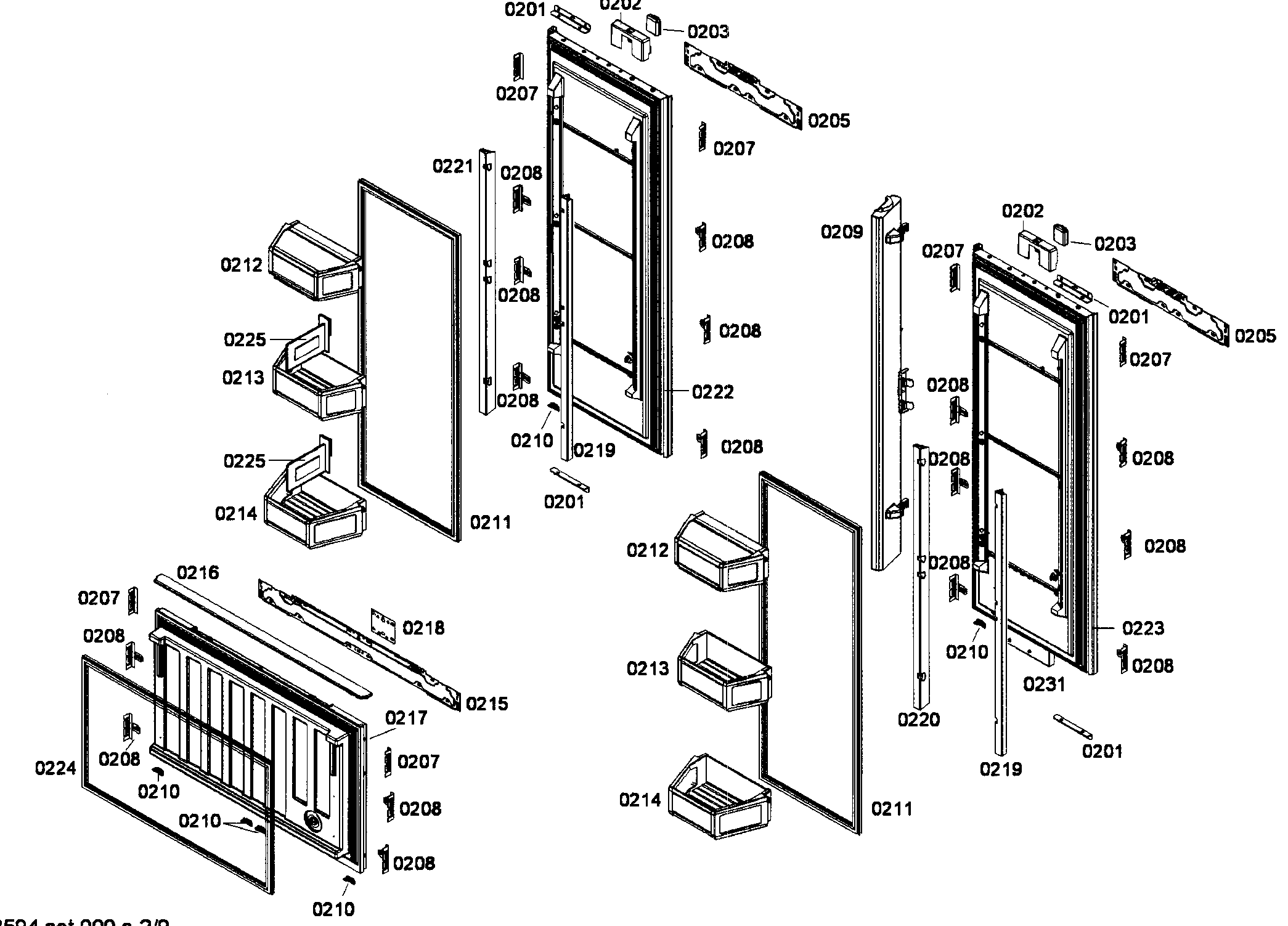 Thermador T36BT71FS/08 doors assy diagram