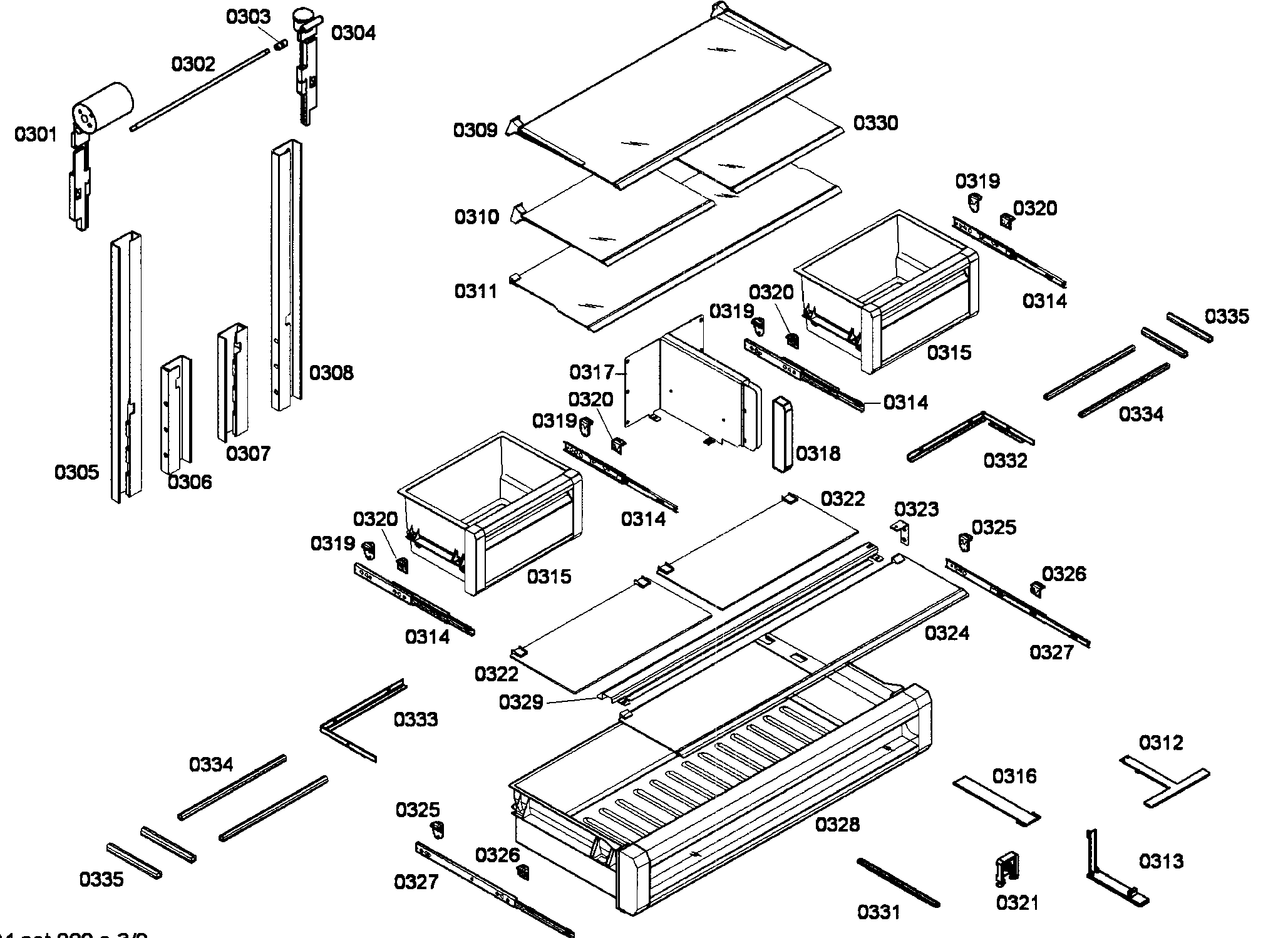 Thermador T36BT71FS/08 refrig shelfs diagram