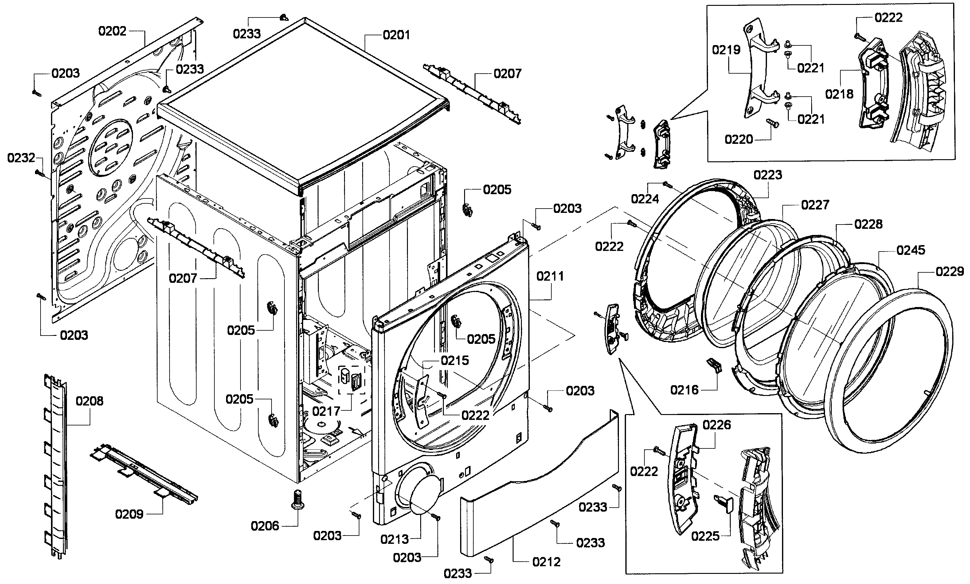 Bosch WTVC8530UC/09 cabinet assy diagram