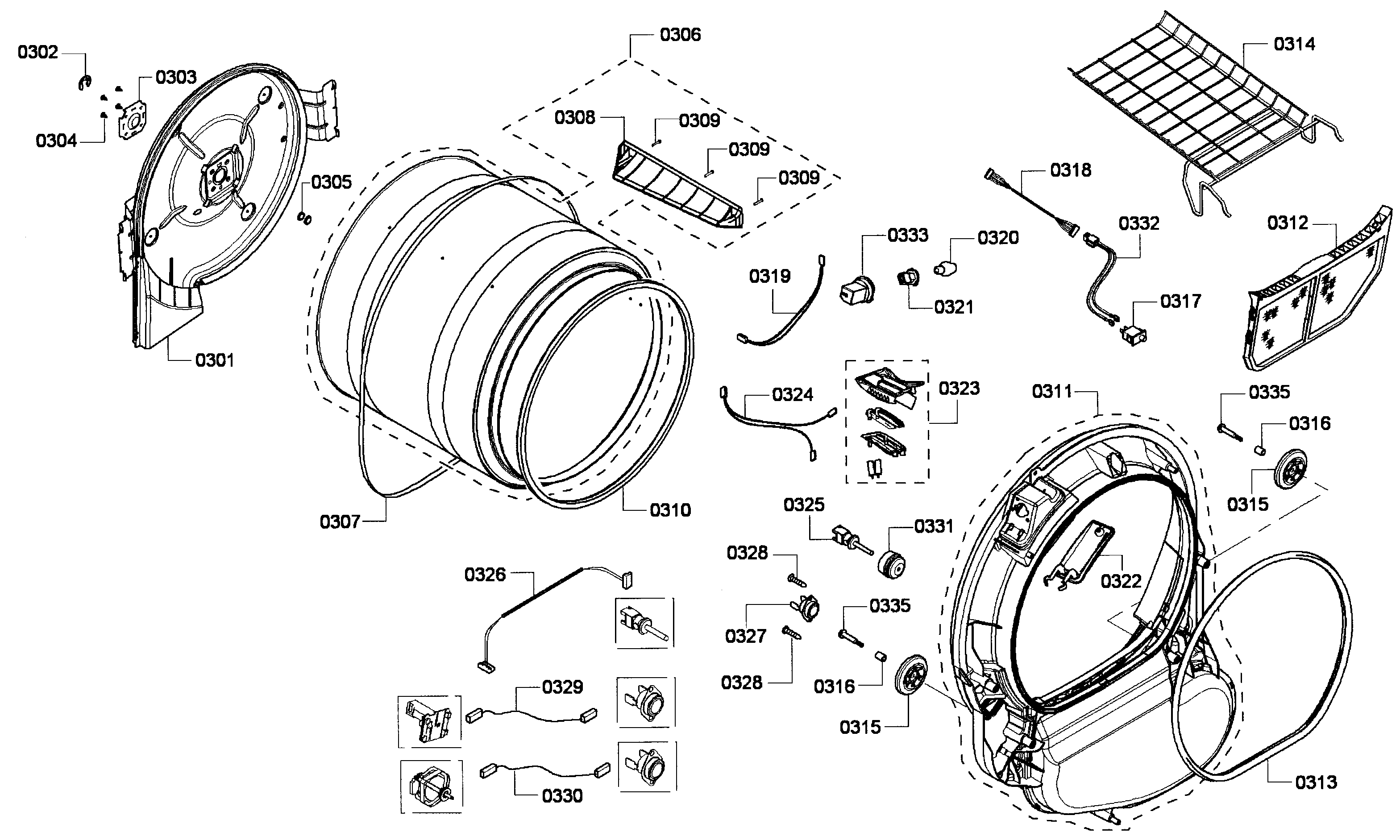 Bosch WTVC8530UC/09 drum assy diagram