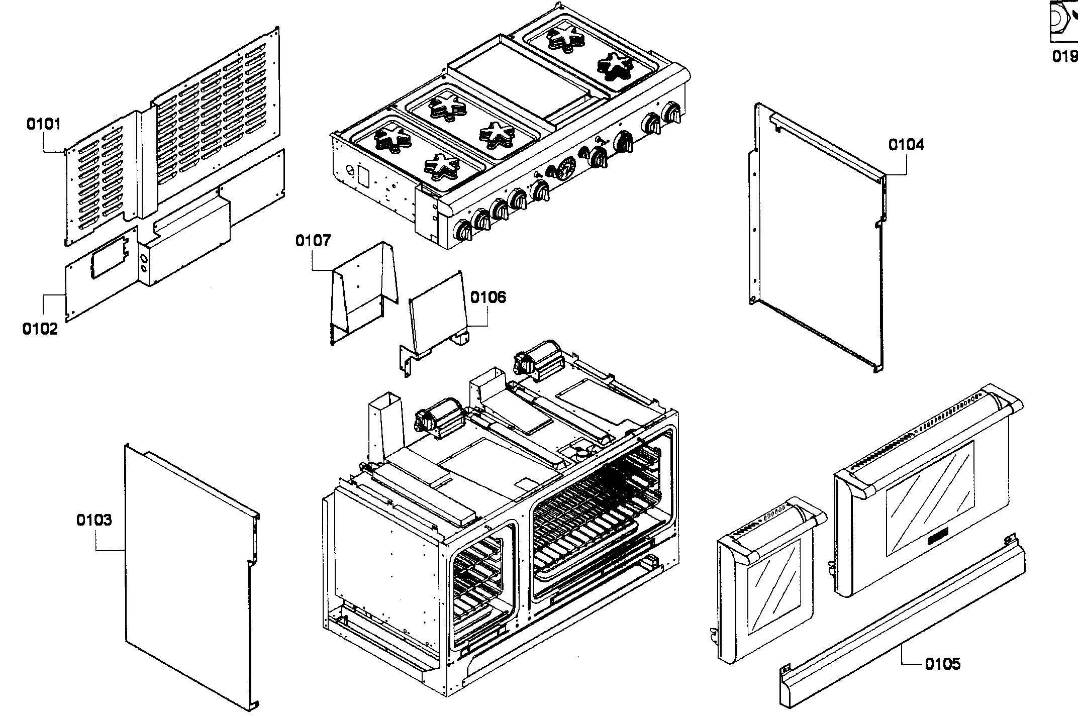 Thermador PRG486EDPG/01 cabinet assy diagram