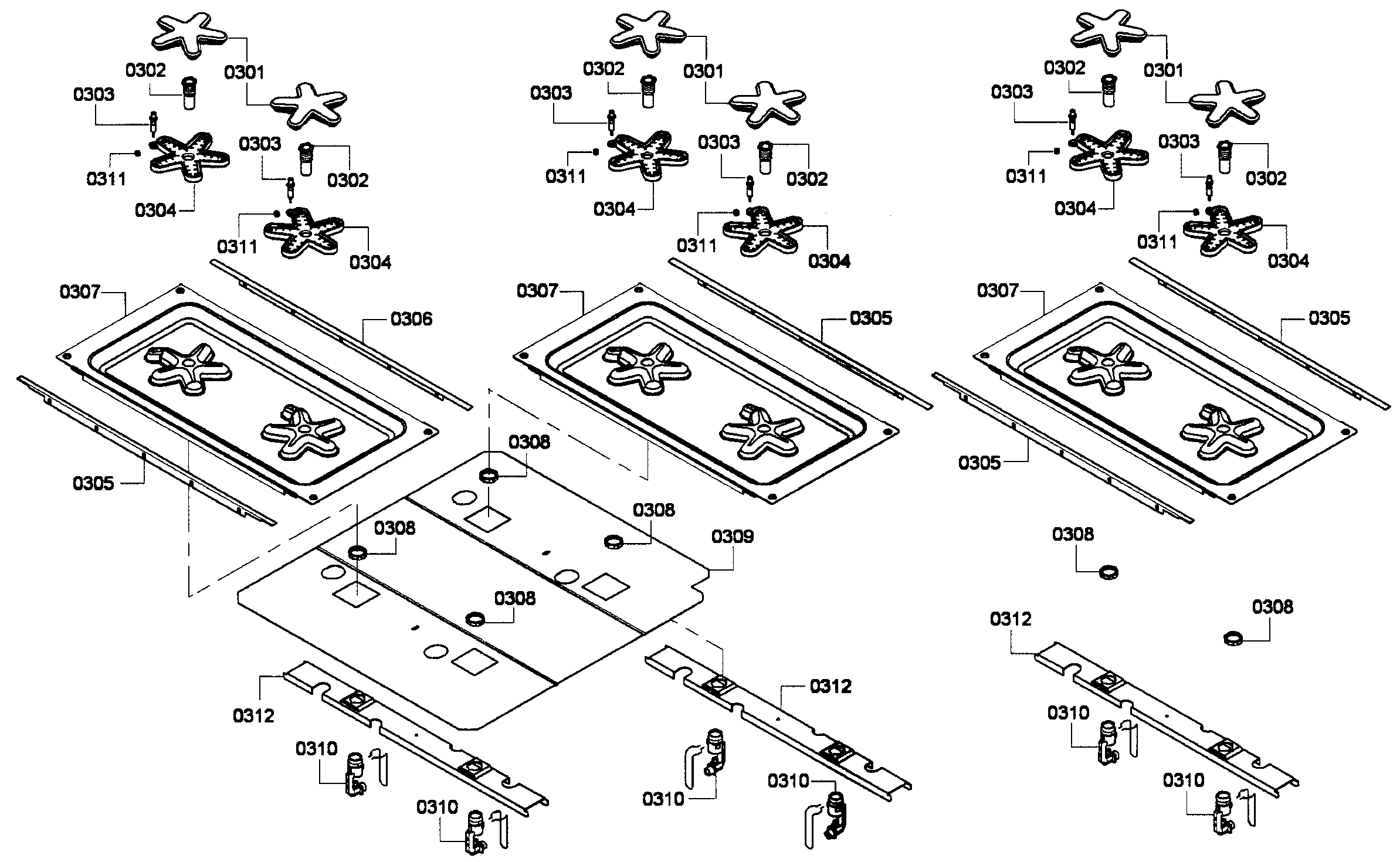 Thermador PRG486EDPG/01 burner assy diagram
