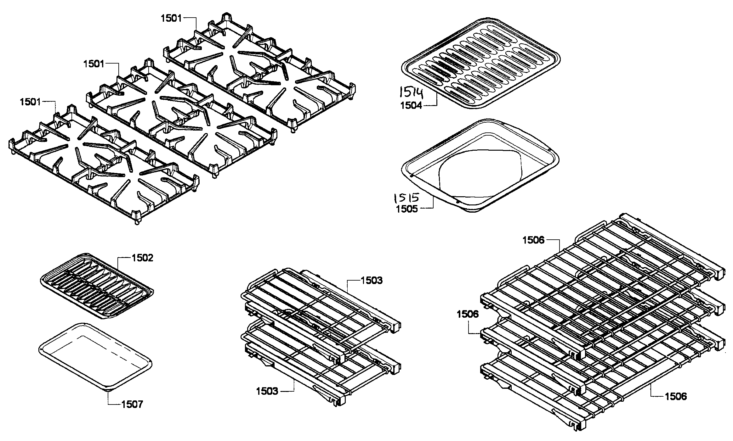 Thermador PRG486EDPG/01 racks/shelfs diagram