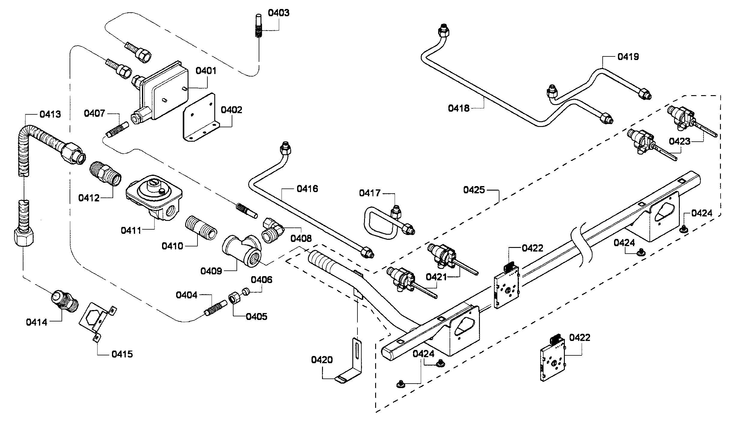 Thermador PRL364GDH-01 gas supplay diagram