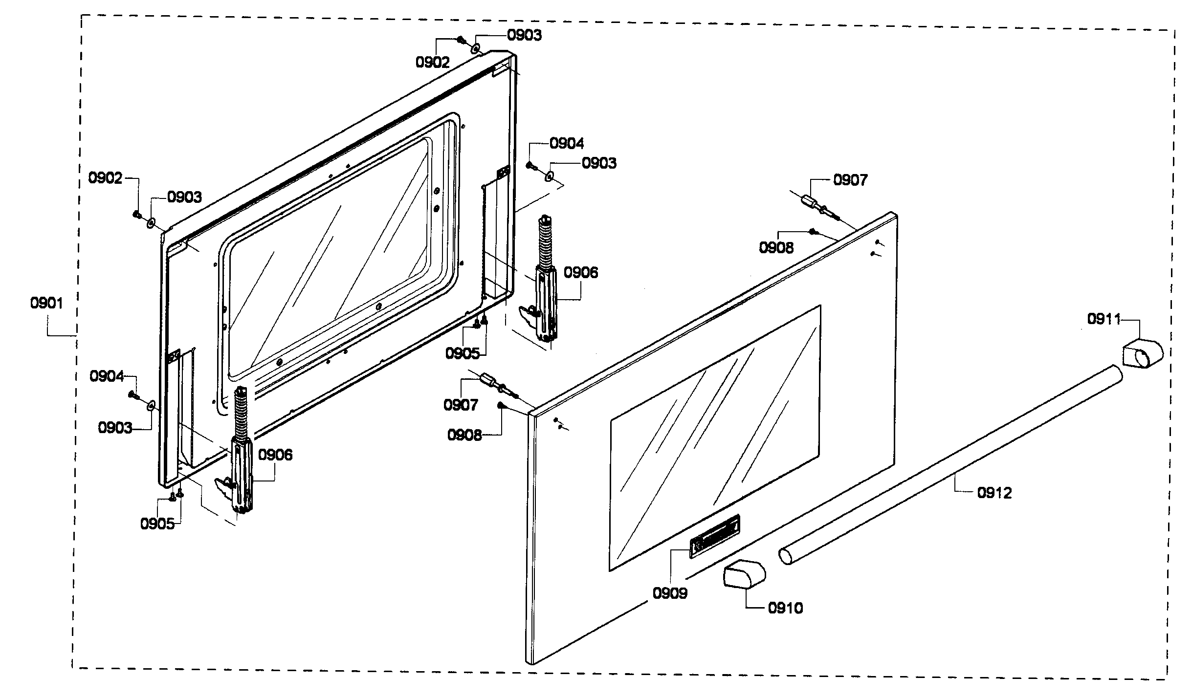 Thermador PRL364GDH-01 door assy diagram