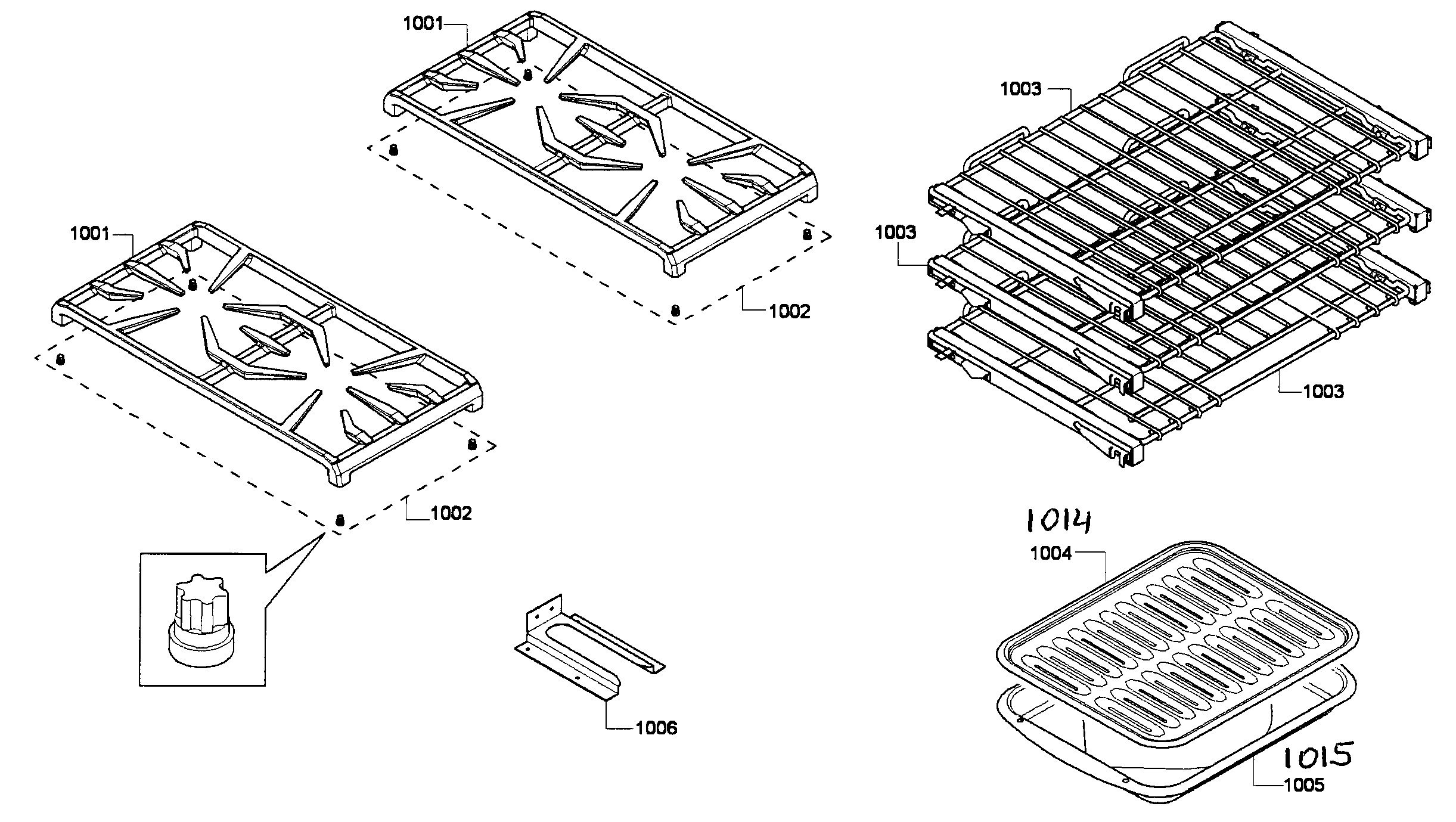 Thermador PRL364GDH-01 racks/shelfs diagram