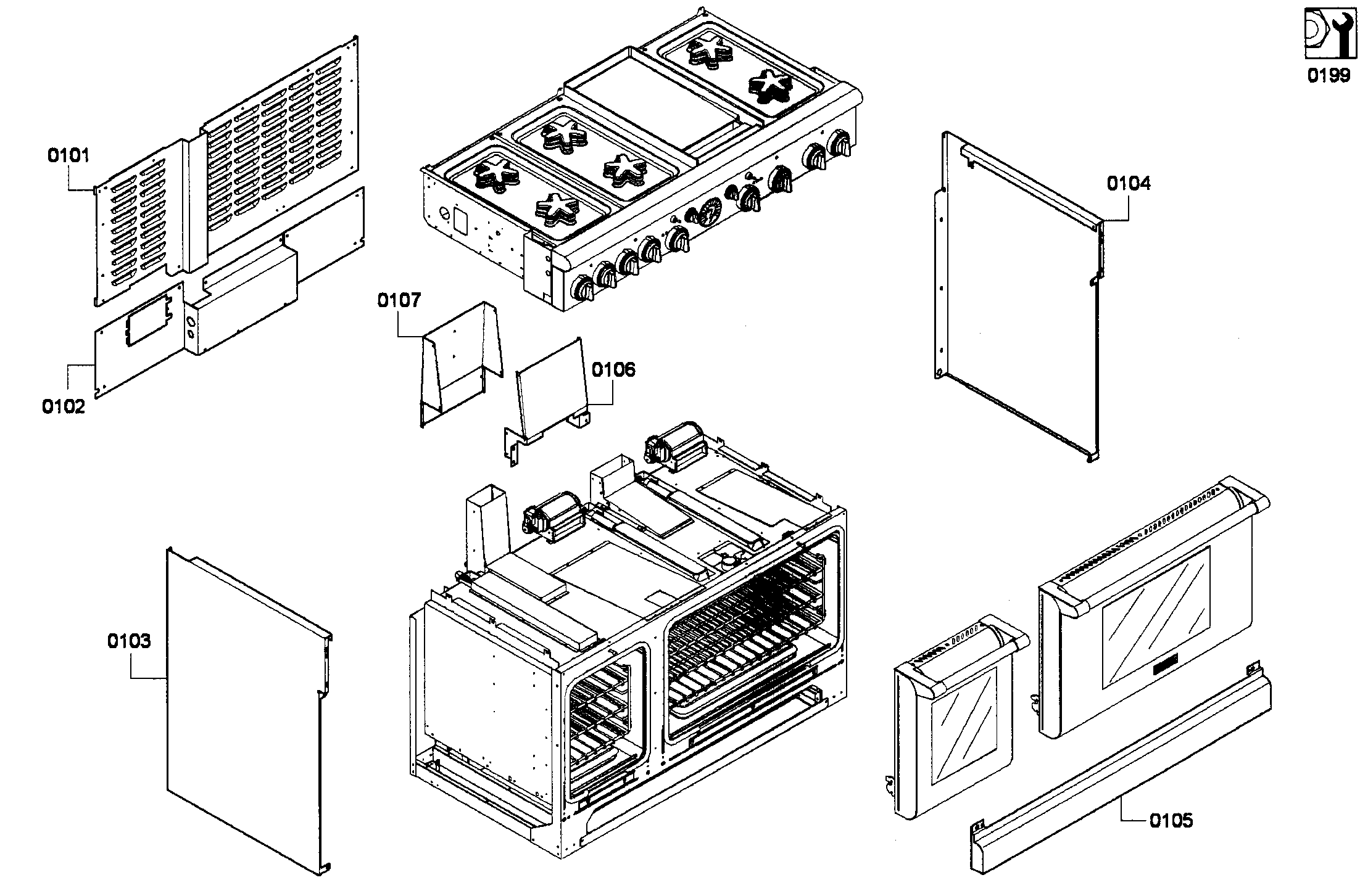 Thermador PRL486EDPG-01 cabinet assy diagram