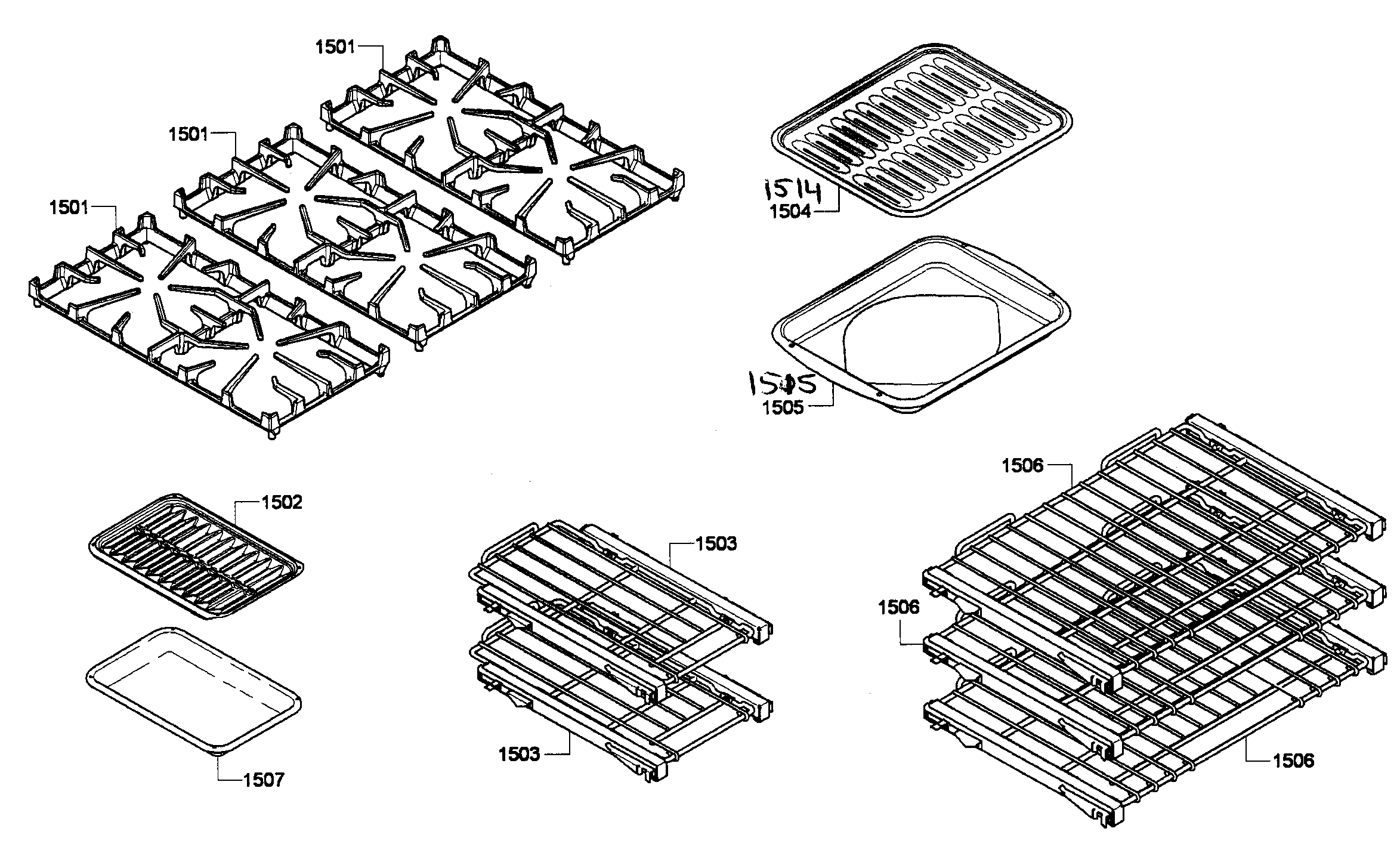 Thermador PRL486EDPG-01 racks/shelfs diagram