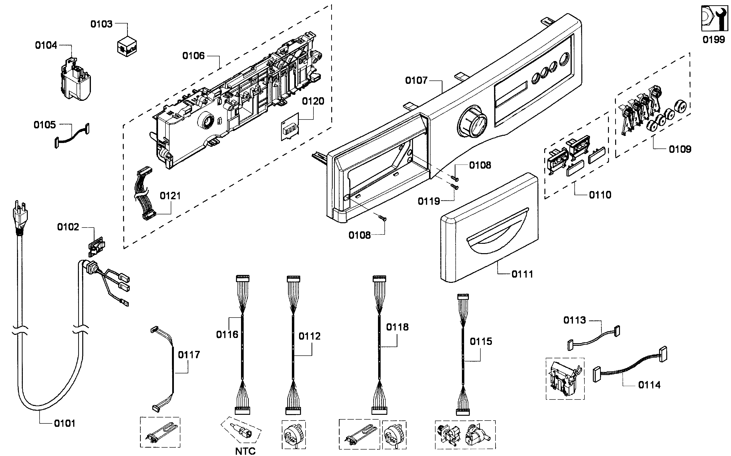Bosch WFVC5400UC/19 control panel diagram