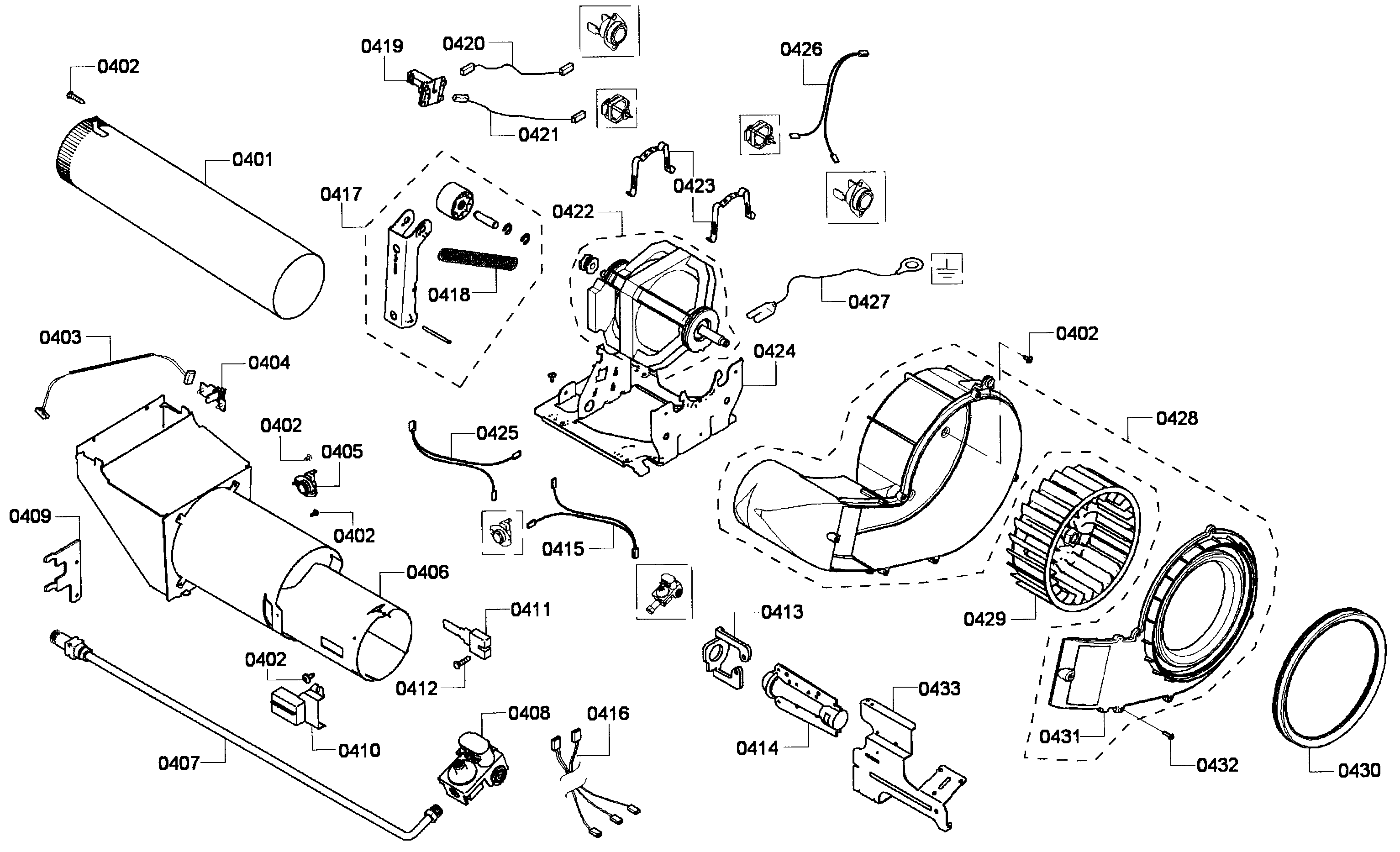 Bosch WTVC553AUC/09 motor assy diagram