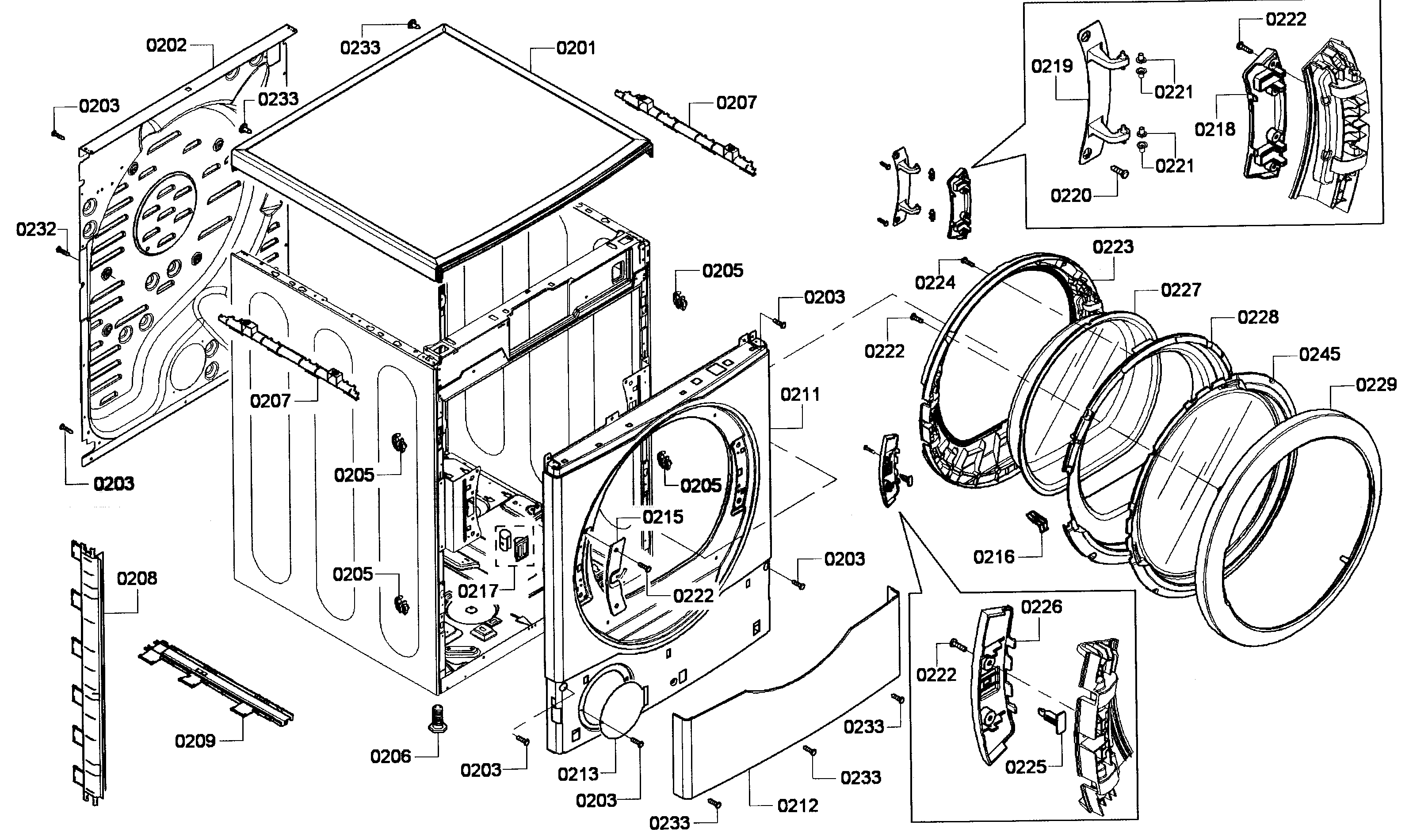 Bosch WTVC3500UC/09 cabinet assy diagram