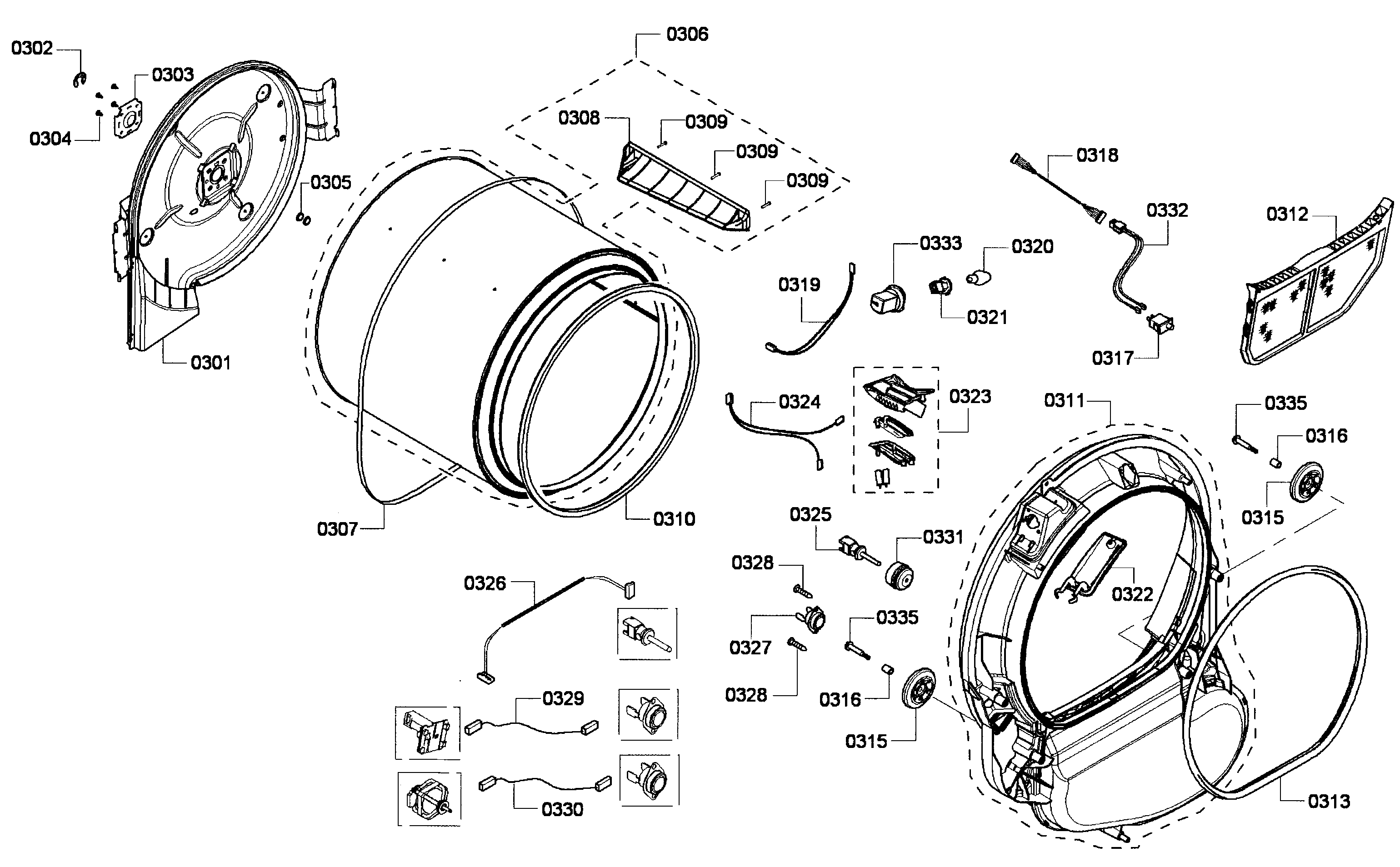Bosch WTVC3500UC/09 drum assy diagram