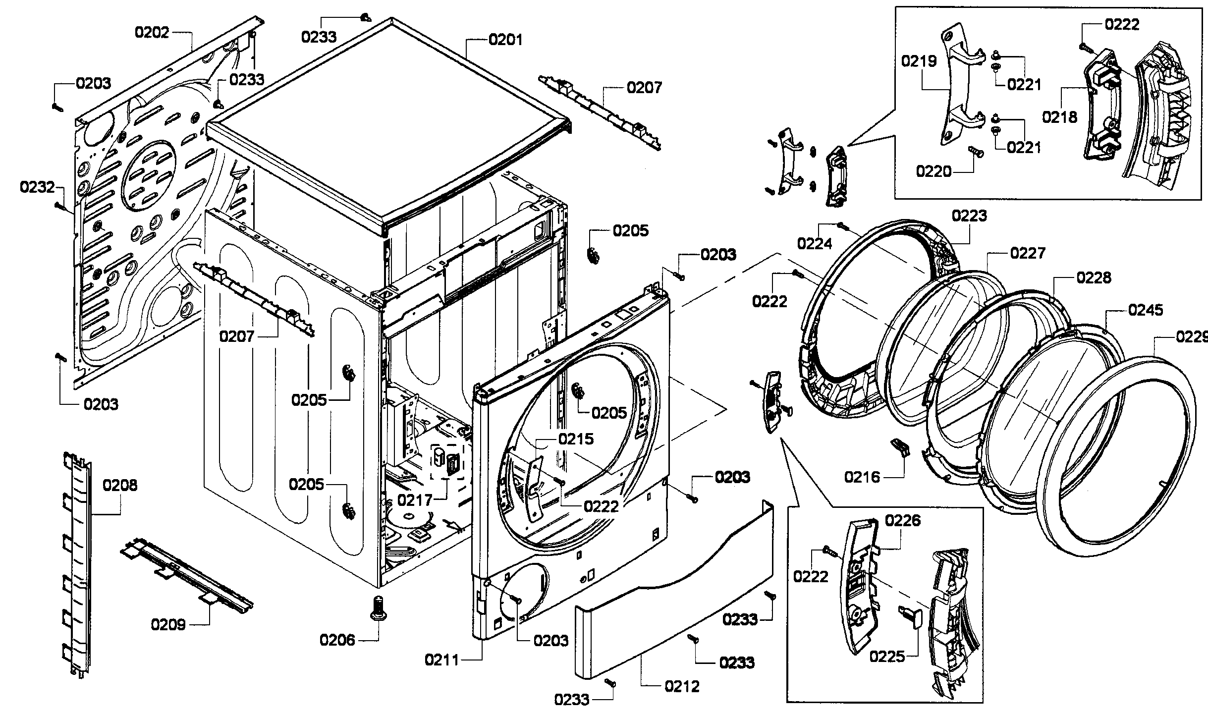 Bosch WTVC8330US/09 cabinet assy diagram