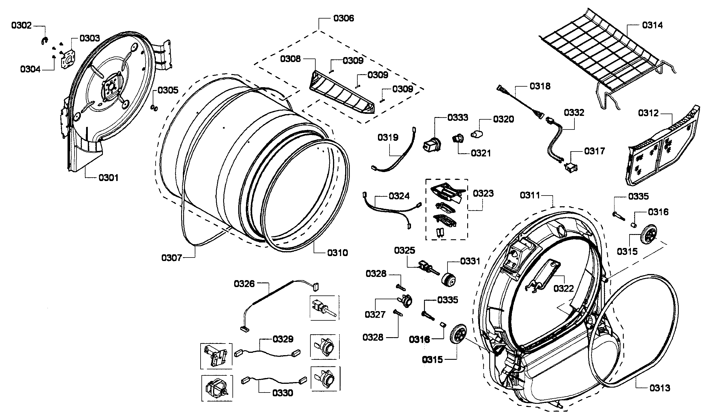 Bosch WTVC8330US/09 drum assy diagram