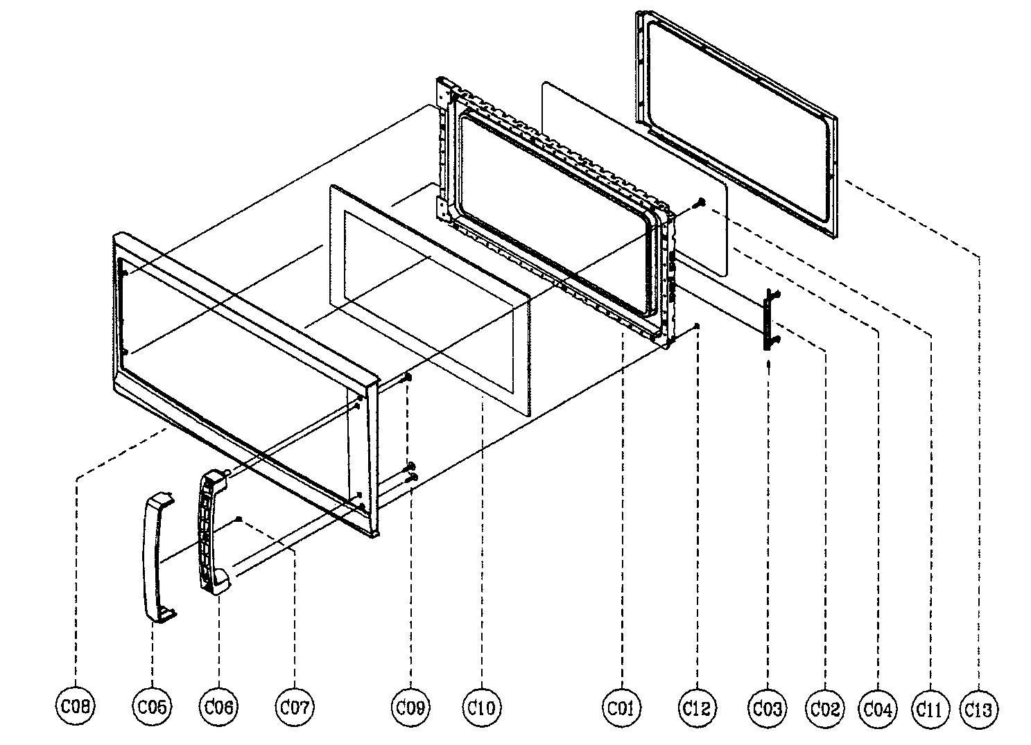 Magic Chef MCO165UB door assy diagram
