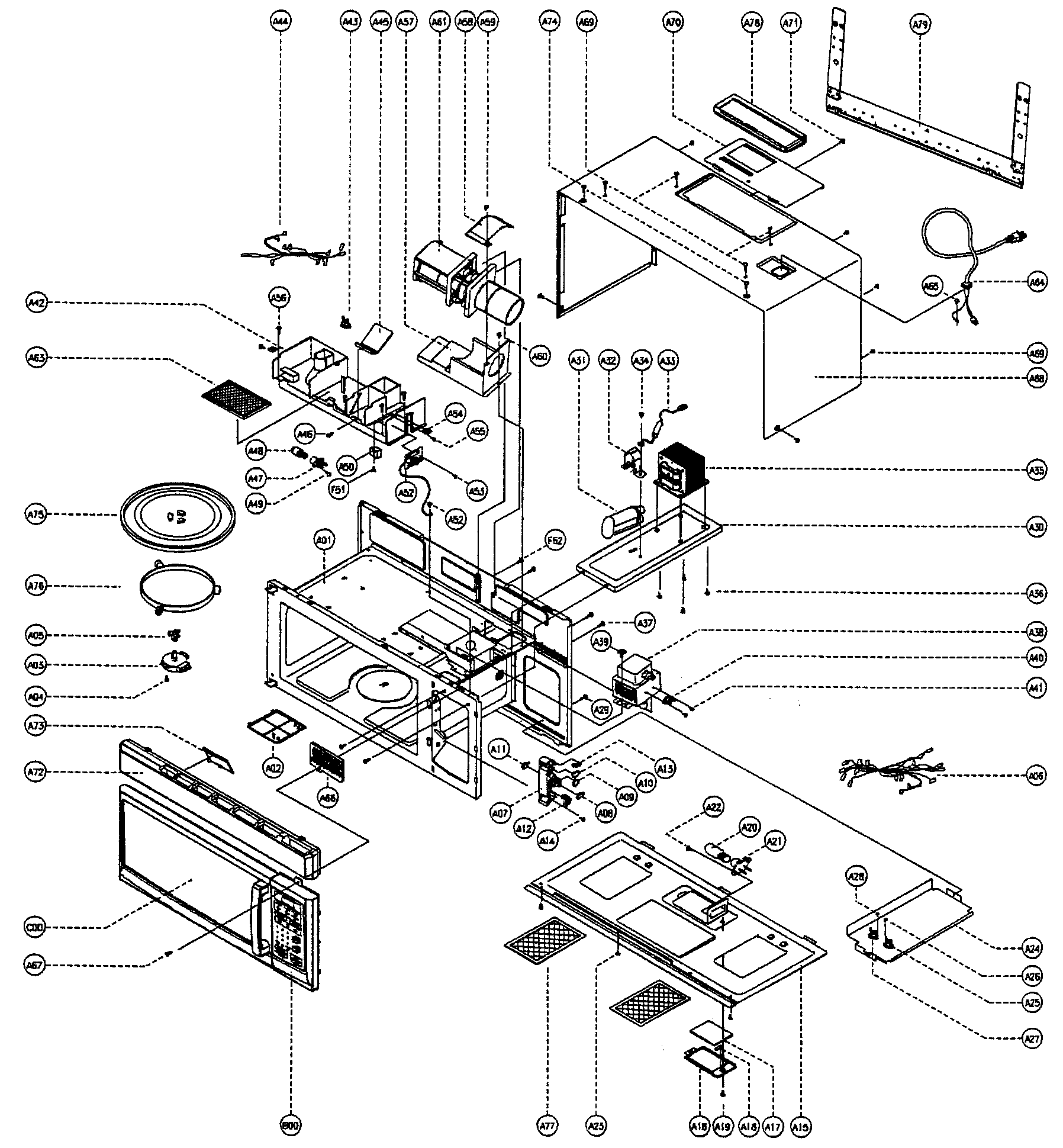 Magic Chef MCO165UB total assy diagram