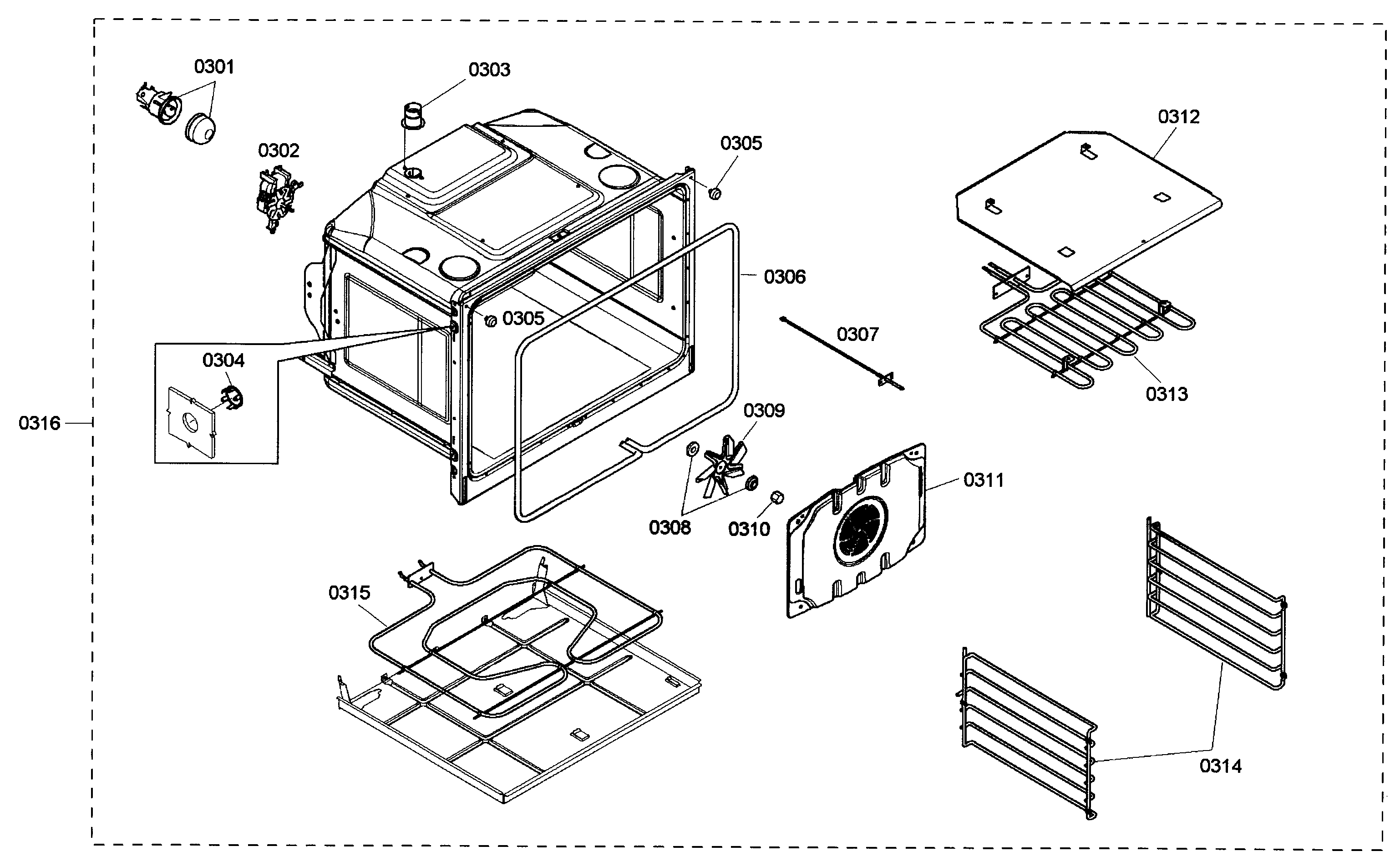 Bosch HBN3520UC/01 upper oven diagram