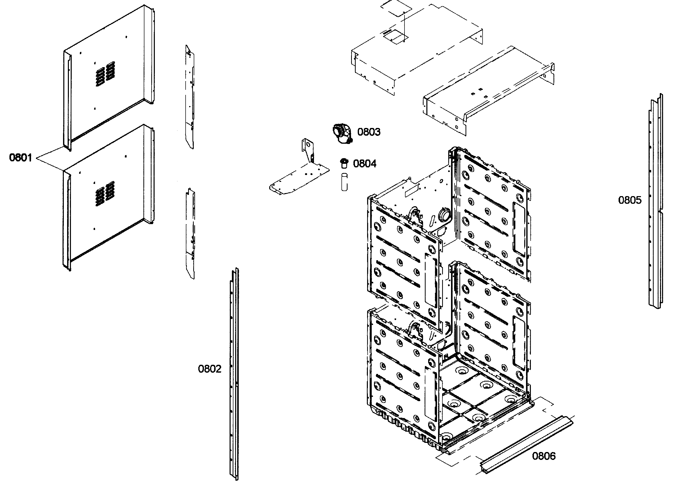 Bosch HBN3520UC/01 cabinet assy diagram