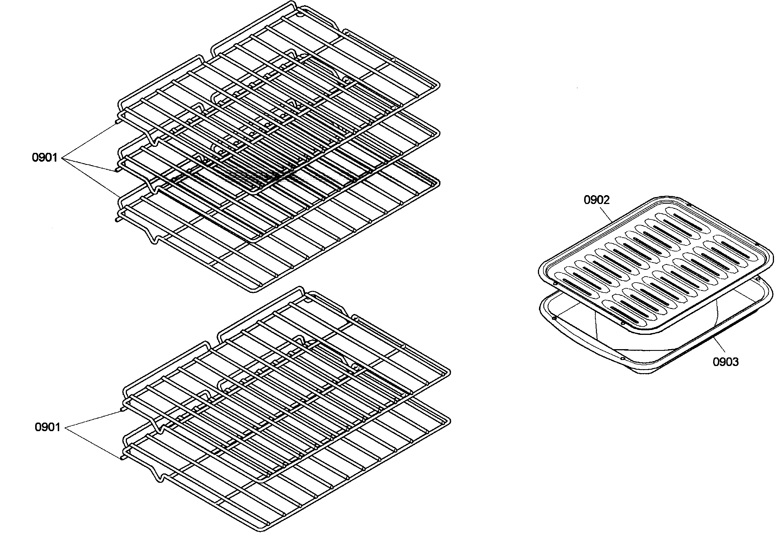 Bosch HBN3520UC/01 shelfs assy diagram
