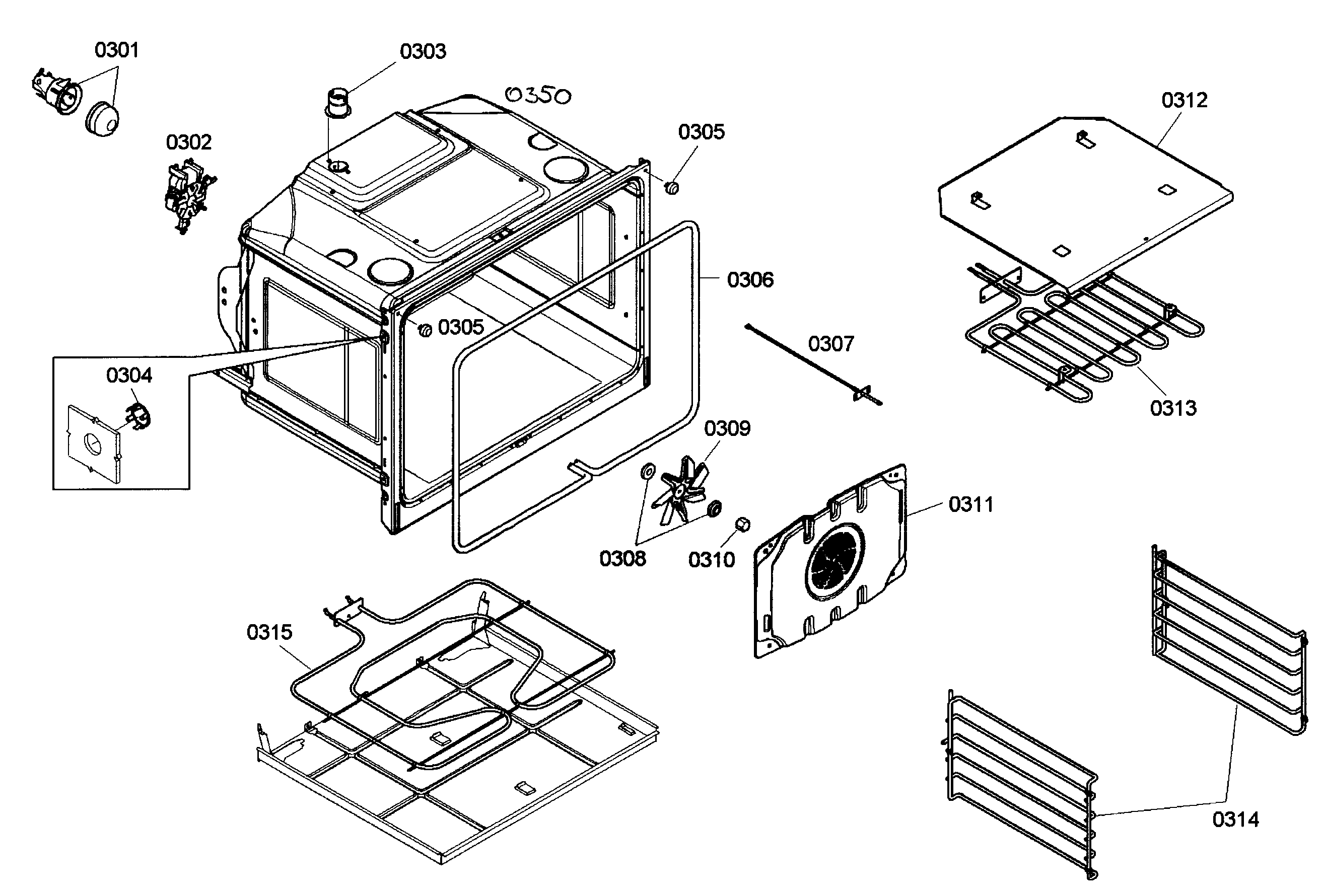 Bosch HBN3520UC/02 upper oven diagram