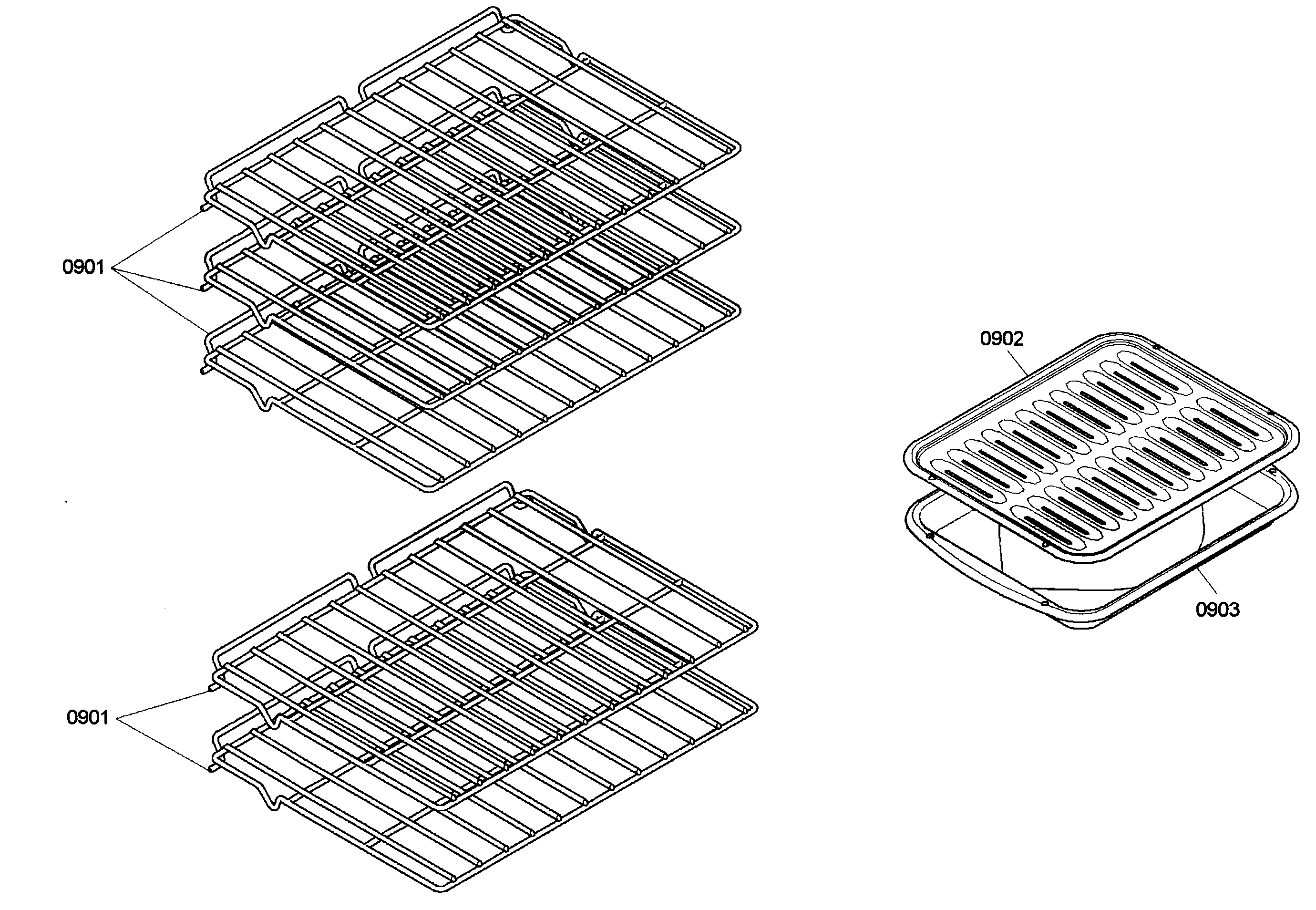 Bosch HBN3520UC/03 shelfs assy diagram