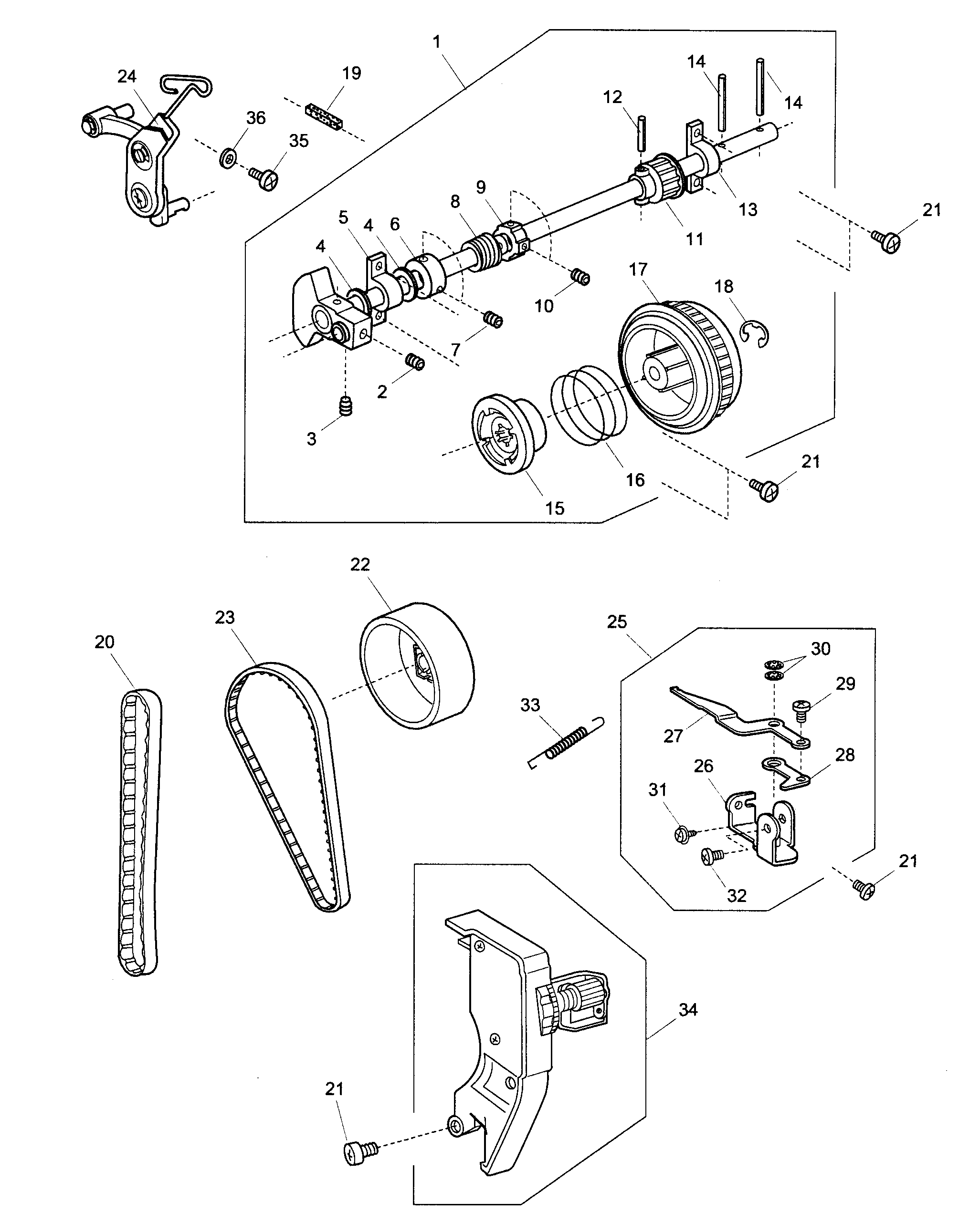 Kenmore 38519106 upper shaft diagram