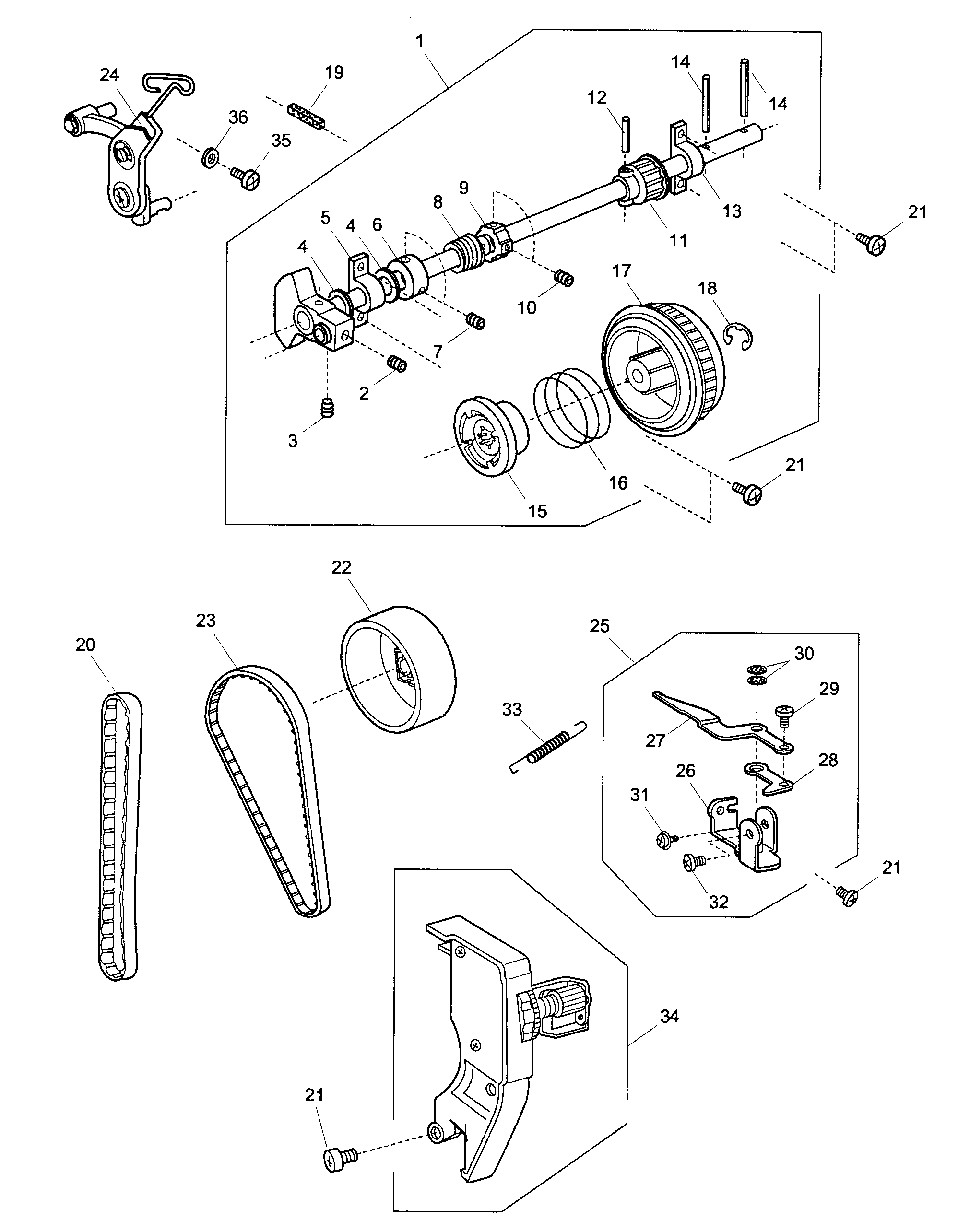 Kenmore 38519112 upper shaft diagram