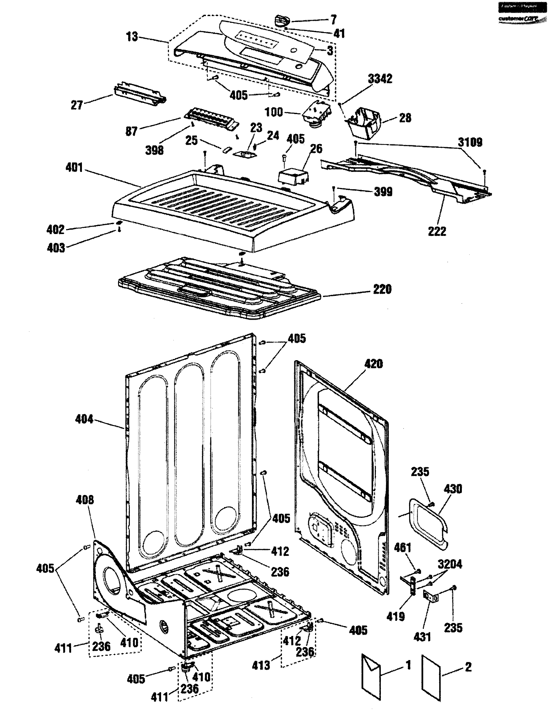 Fisher & Paykel DE60F27EW11-96977 top assy diagram