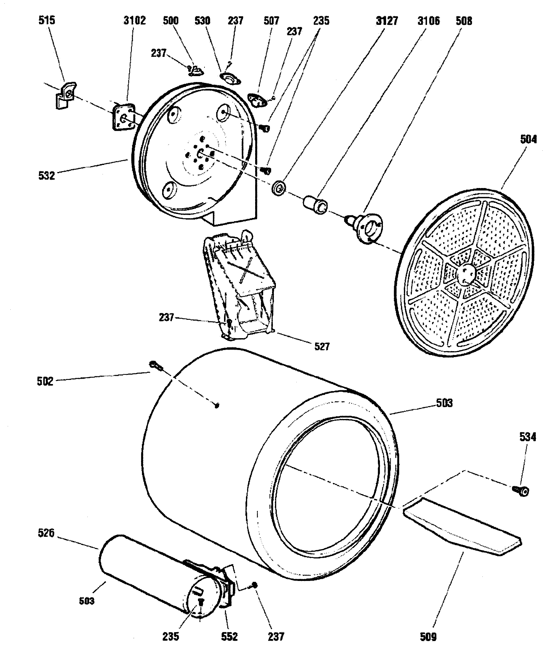 Fisher & Paykel DG60F27EW11-96978 drum assy diagram