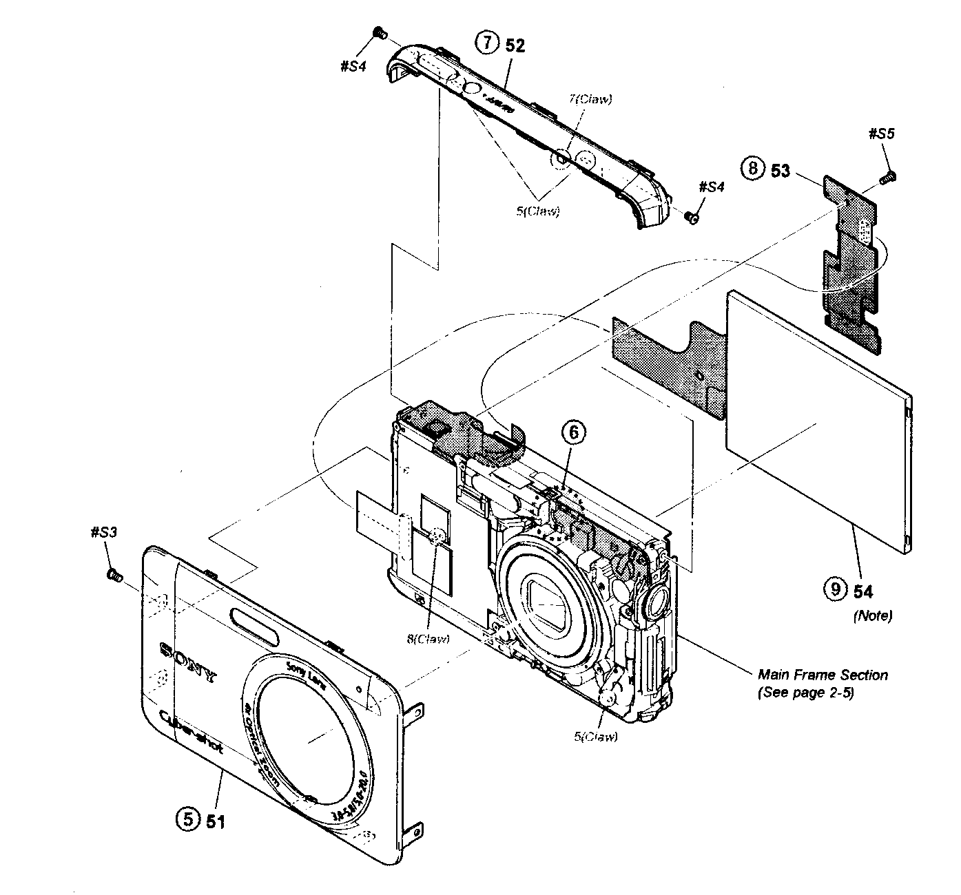 Sony DSC-W310/P lcd assy diagram