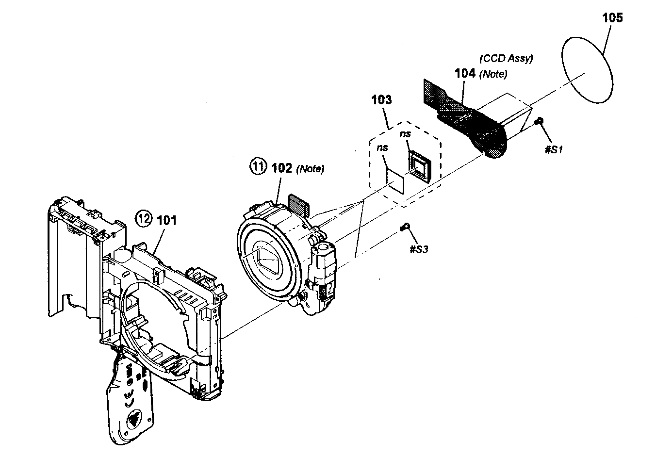 Sony DSC-S2100B lens assy diagram
