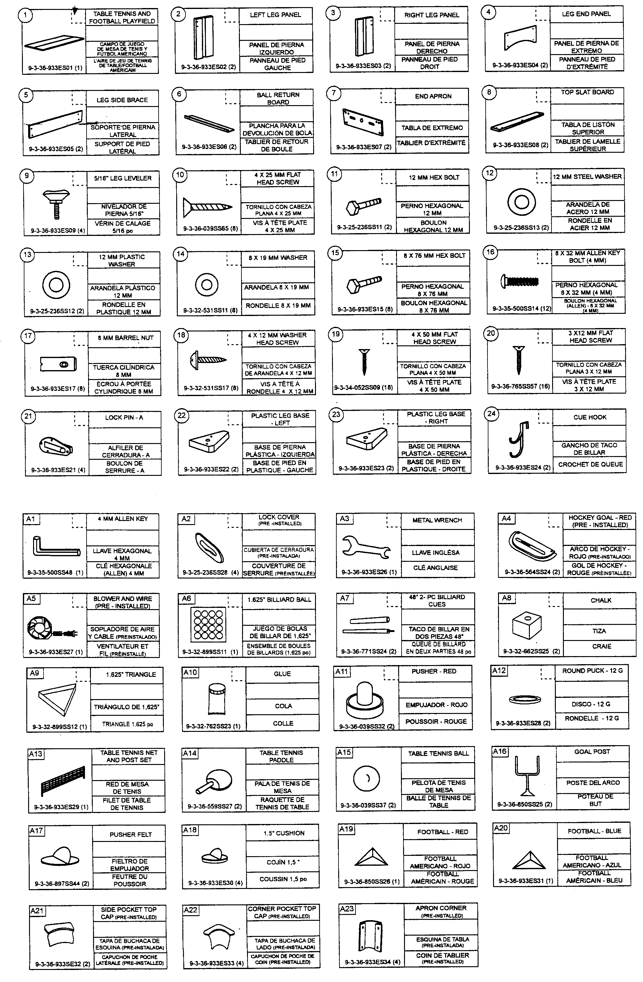 Sportcraft 1-1-36-933FES parts view diagram