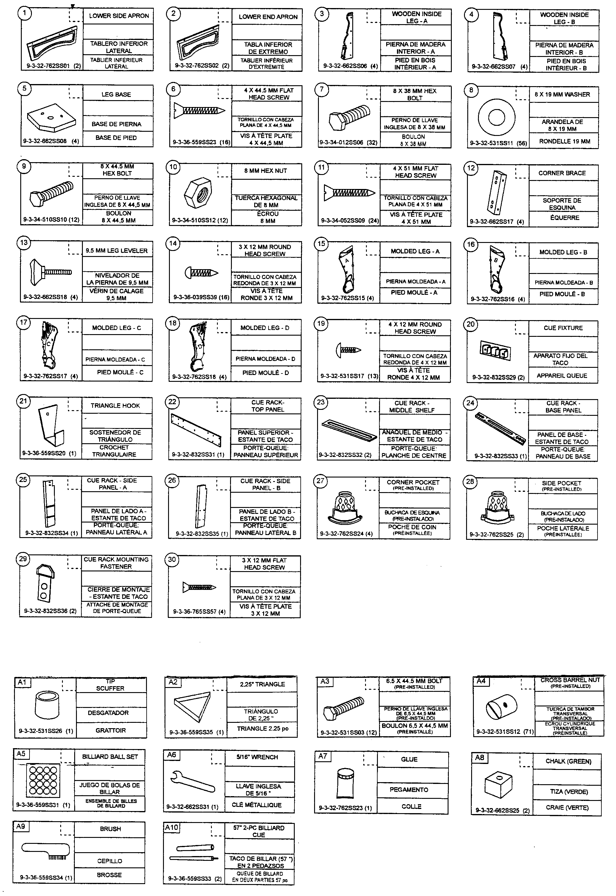 Sportcraft 1-1-32-932FES parts view diagram