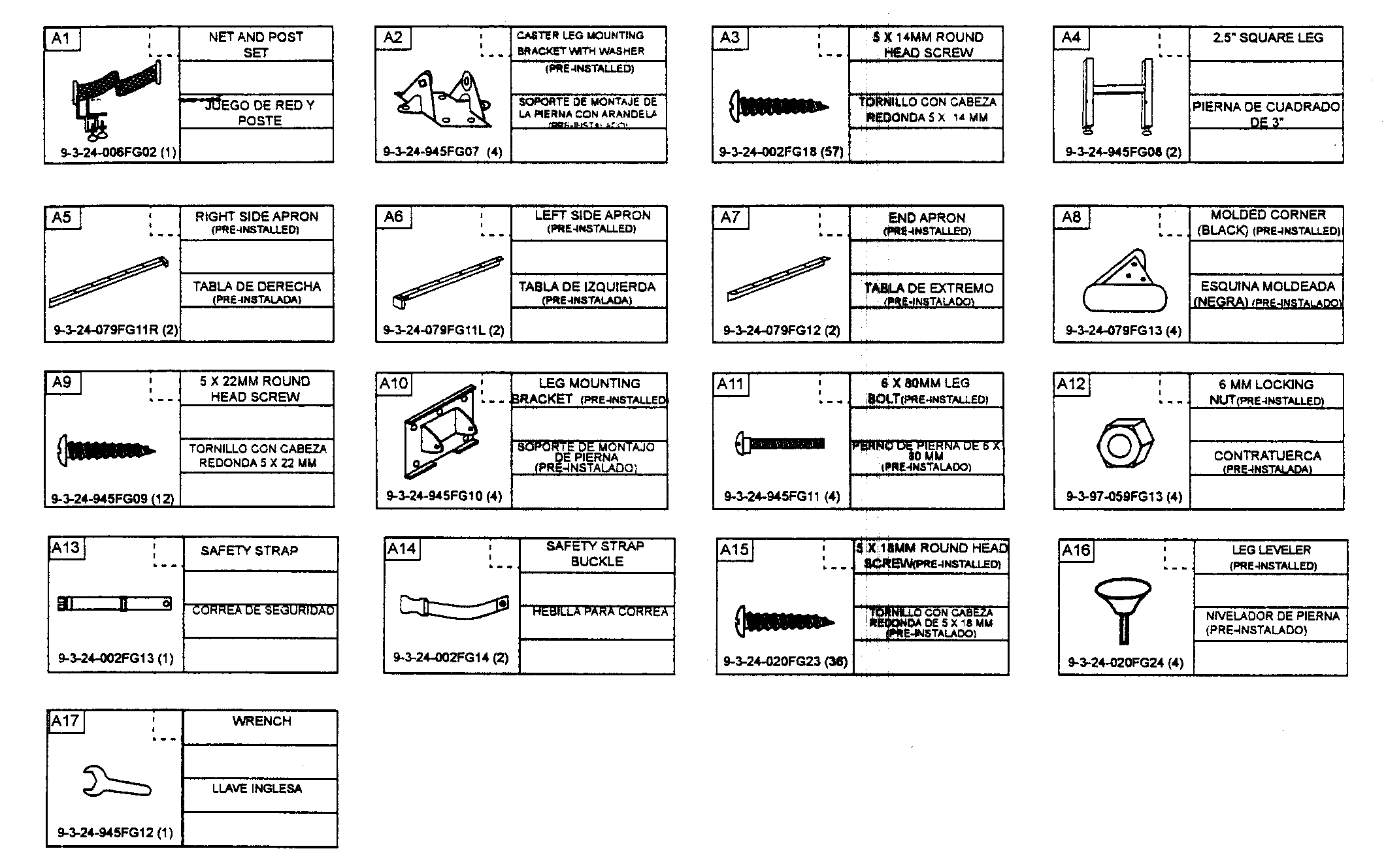 Sportcraft 1-1-24-945FG accessories diagram