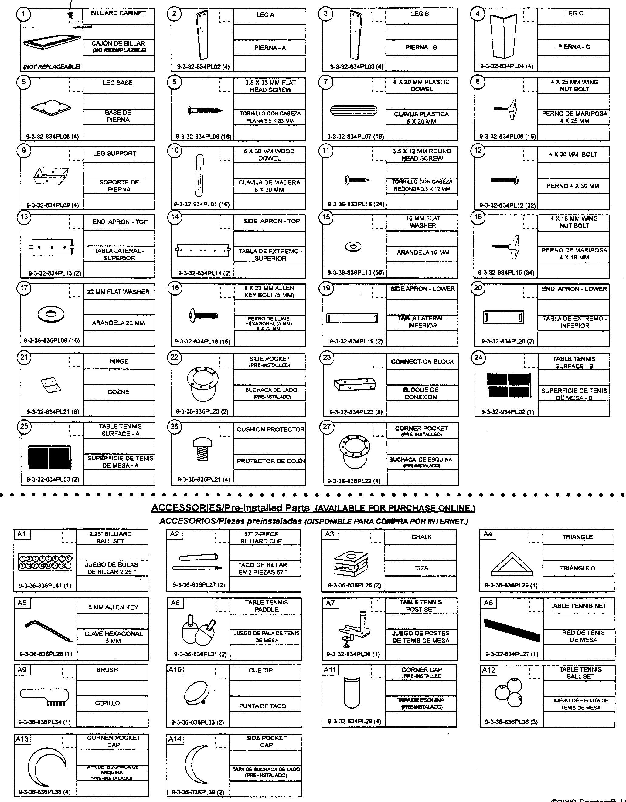 Sportcraft 1-1-32-934PL parts view diagram