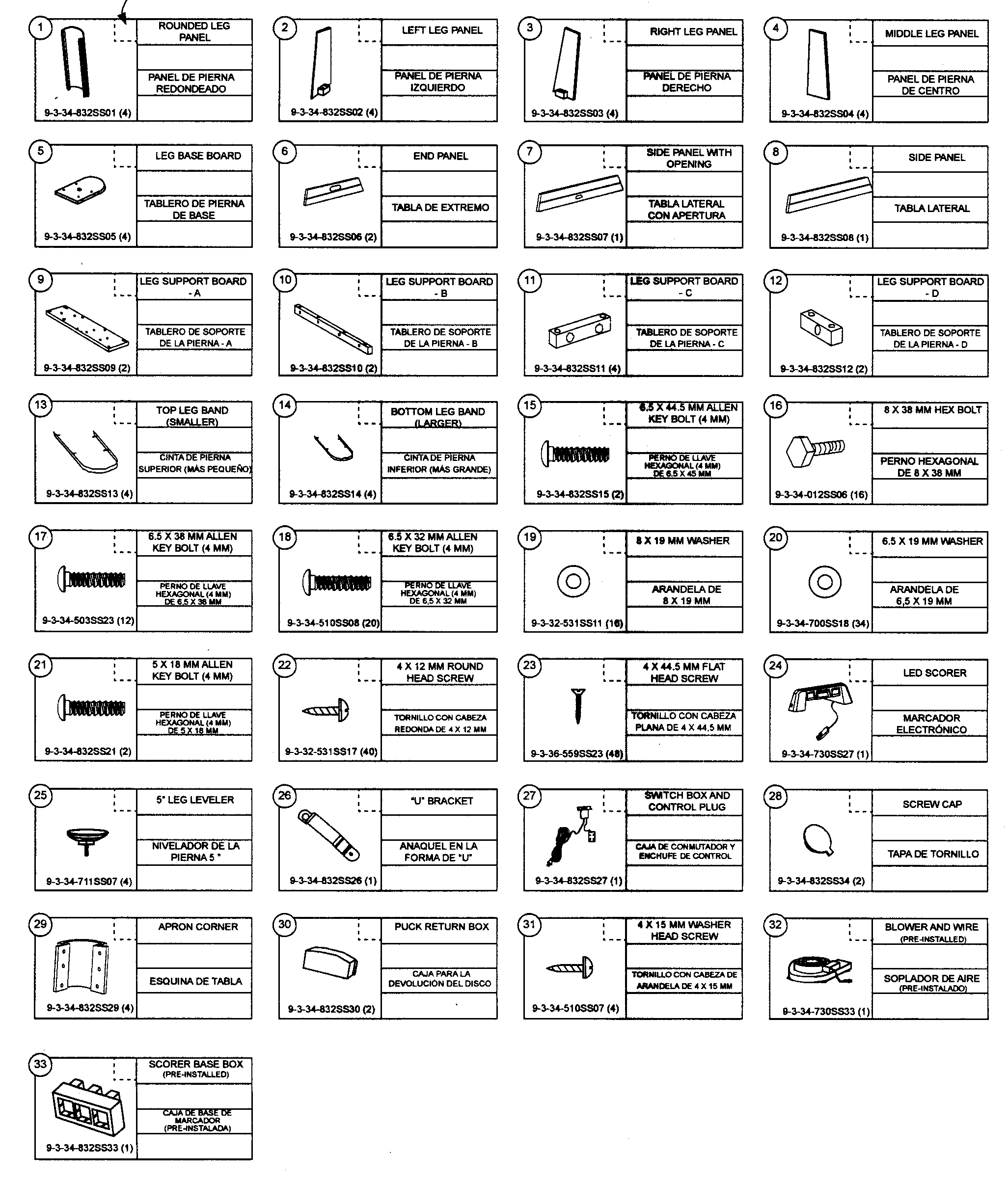 Sportcraft 1-1-34-832SS parts view diagram