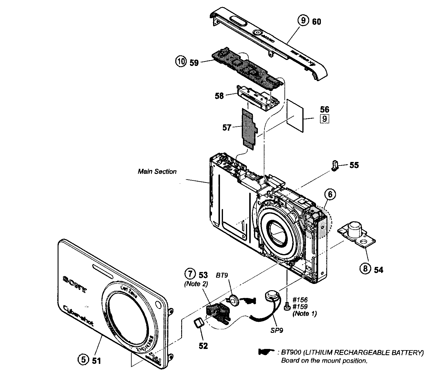 Sony DSC-W350S front assy diagram