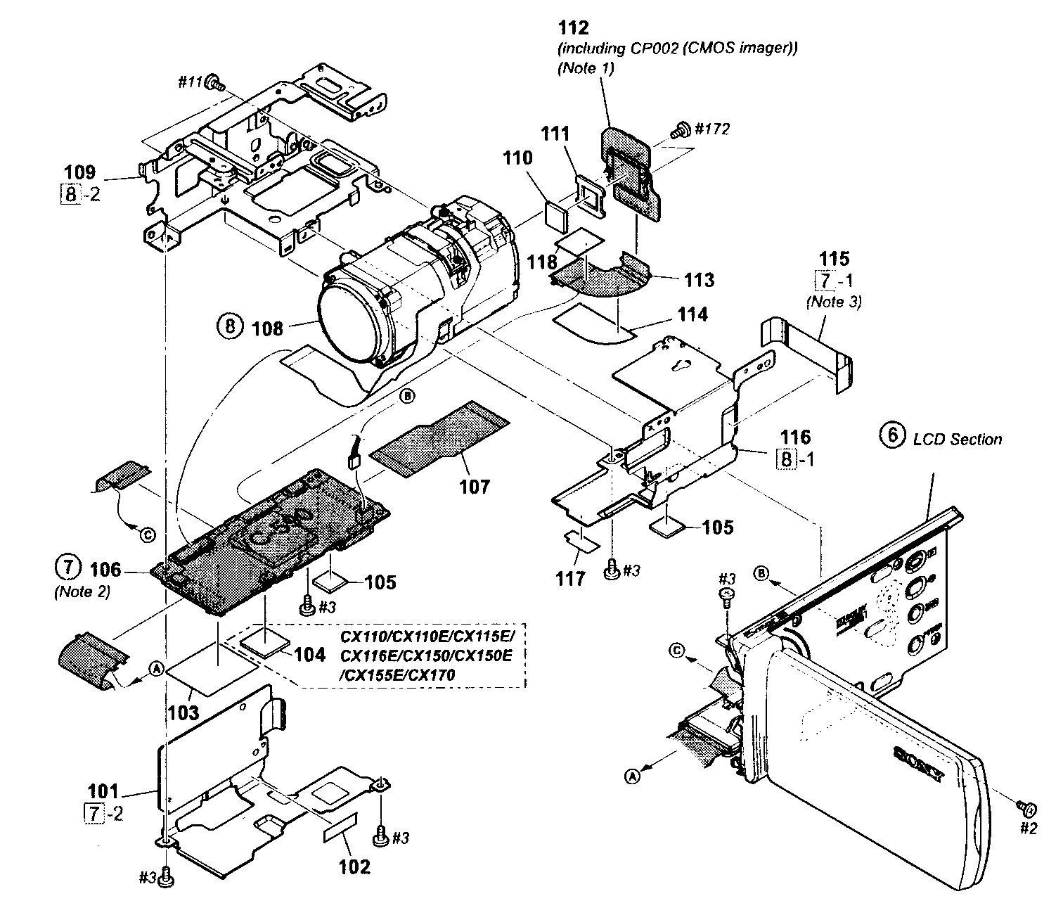Sony HDR-CX110L main assy diagram