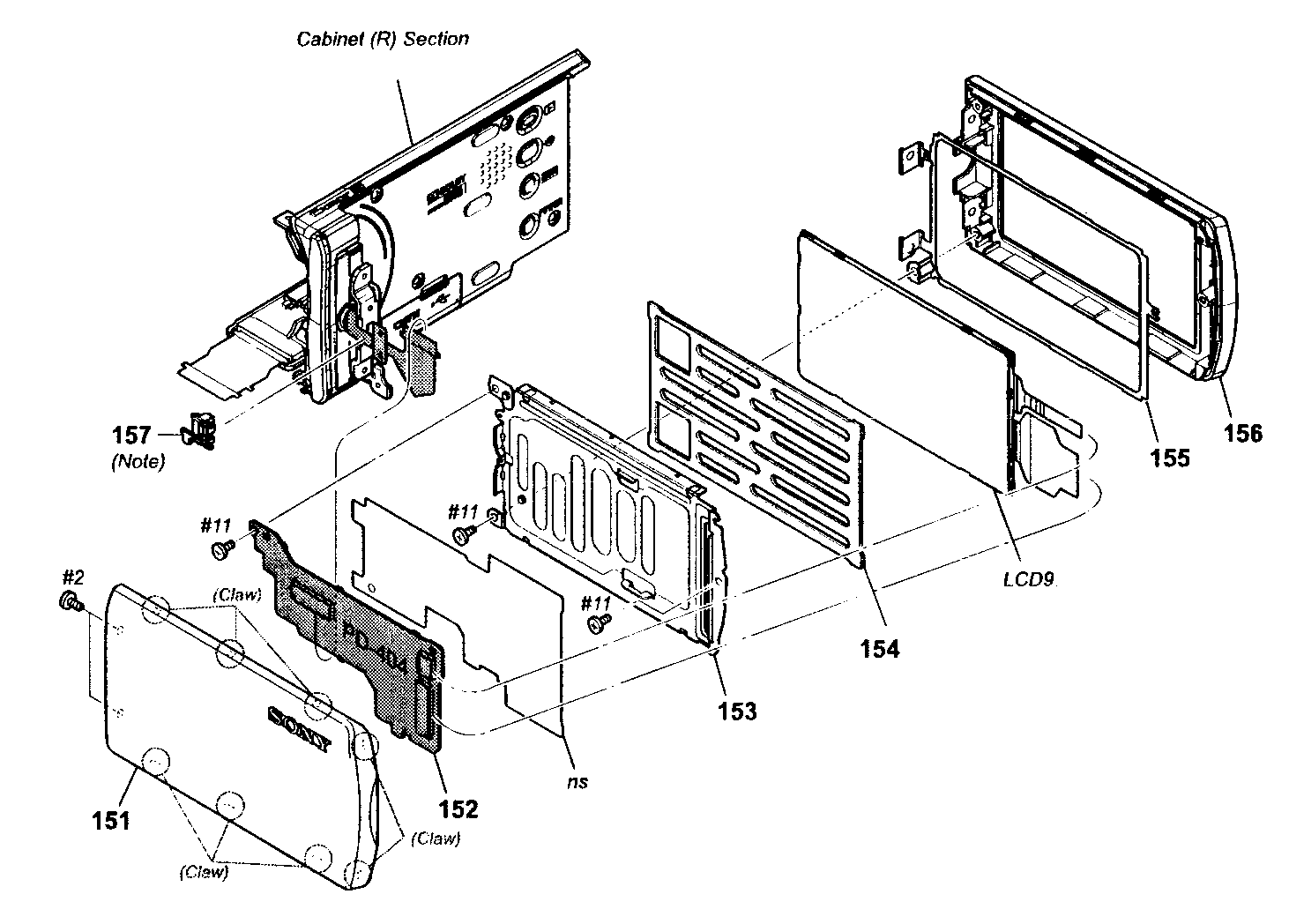 Sony HDR-CX110R lcd assy diagram