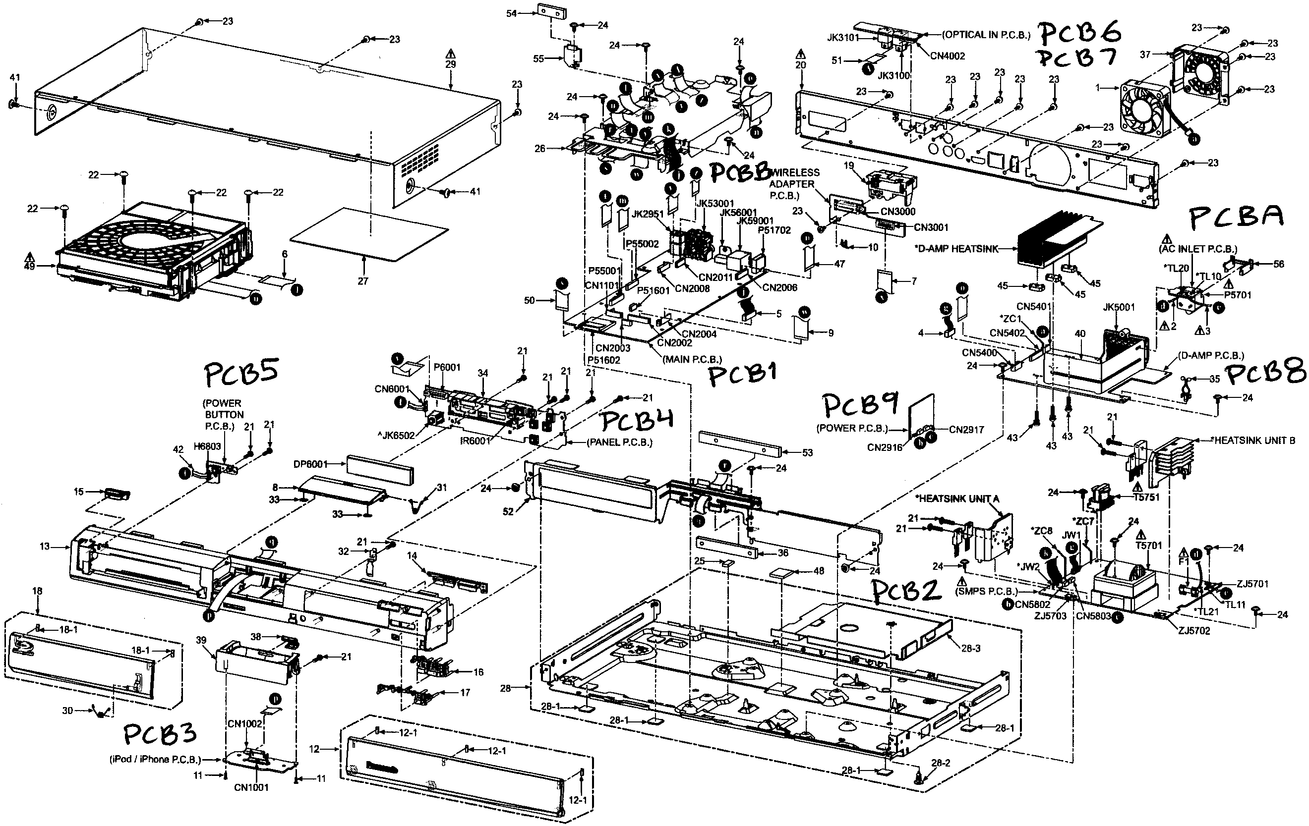 Panasonic SA-BT330P cabinet parts diagram
